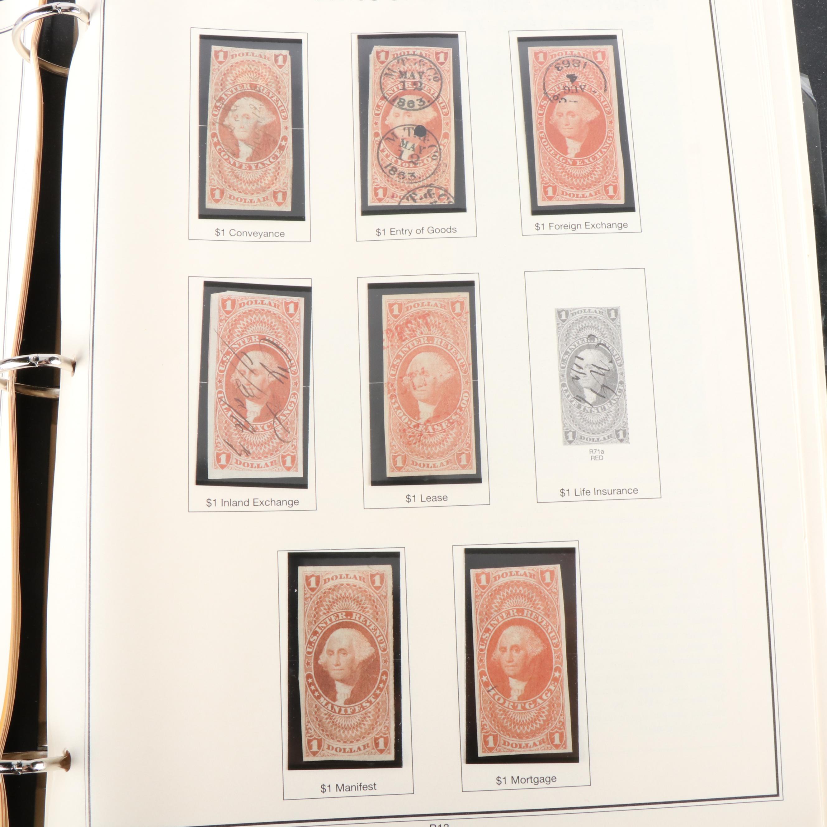 Antique U.S. Revenue Stamps, Including Distilled & Rectified Spirits, 1862-1872