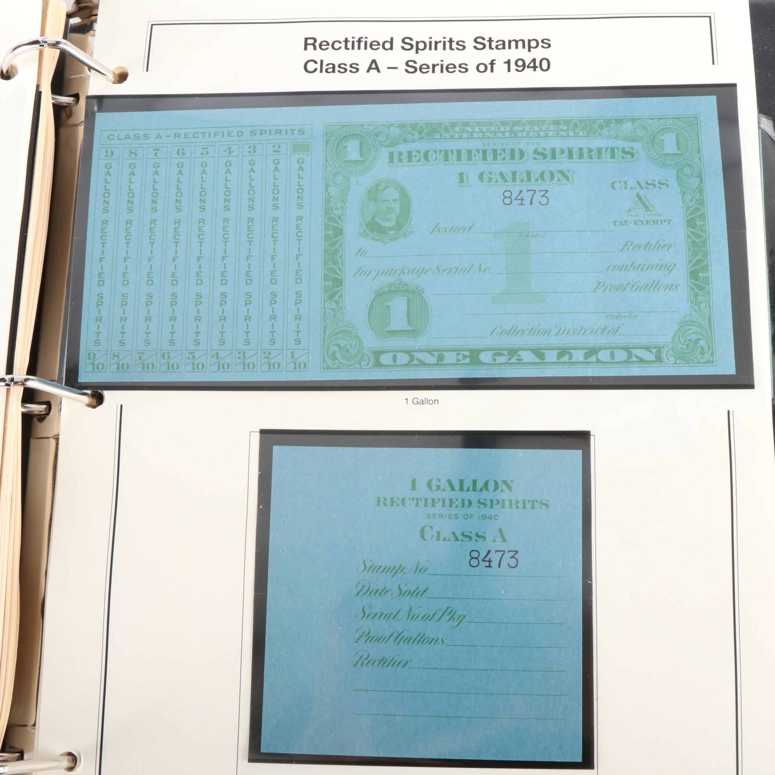 Antique U.S. Revenue Stamps, Including Distilled & Rectified Spirits, 1862-1872