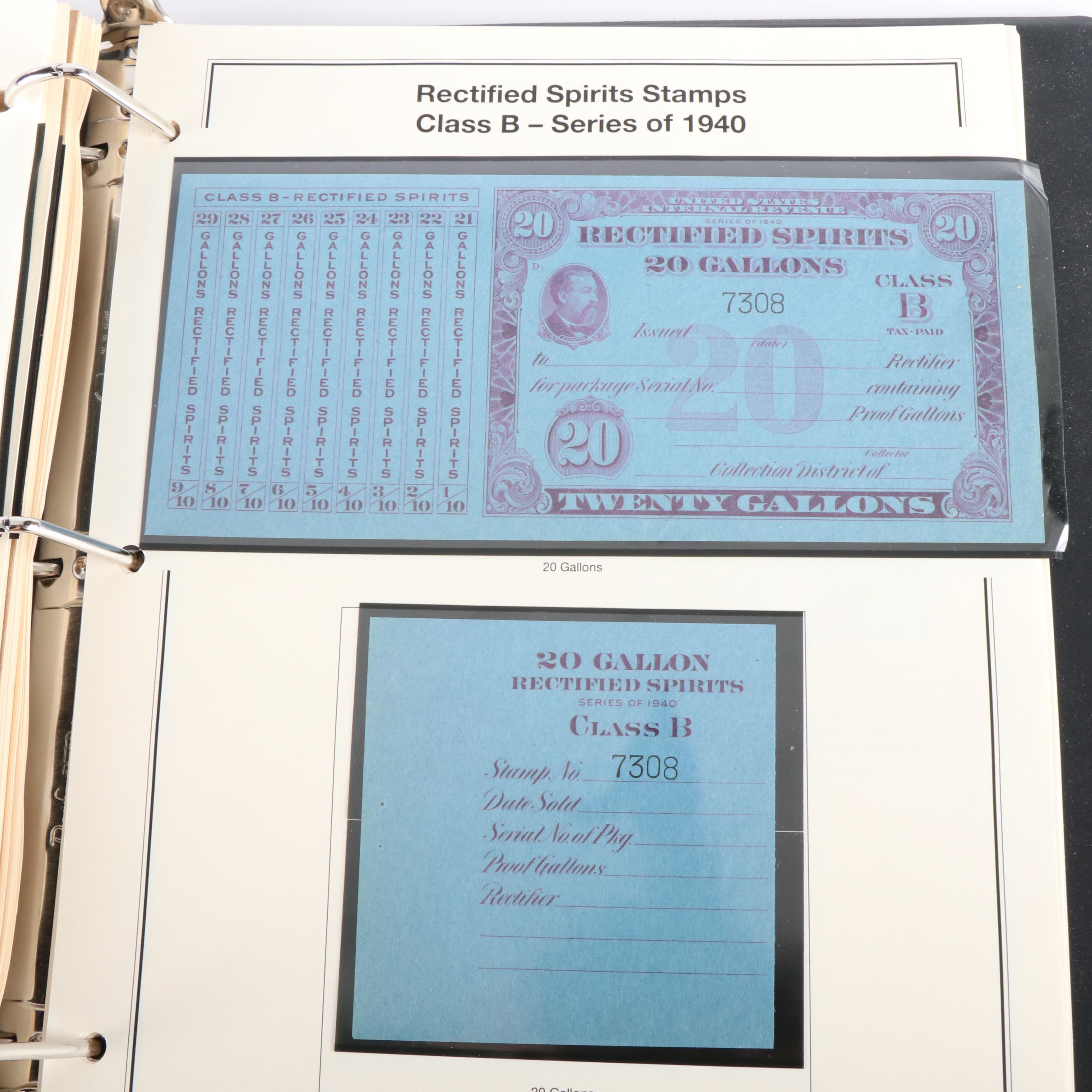 Antique U.S. Revenue Stamps, Including Distilled & Rectified Spirits, 1862-1872