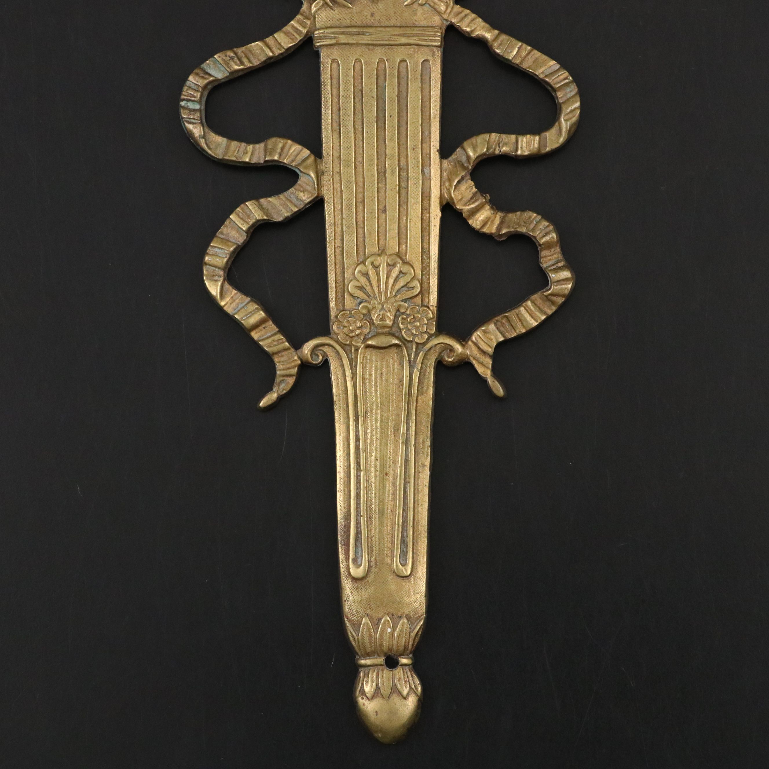 Louis XVI Style Brass Torch Wall Accent, Late 19th/Early 20th Century