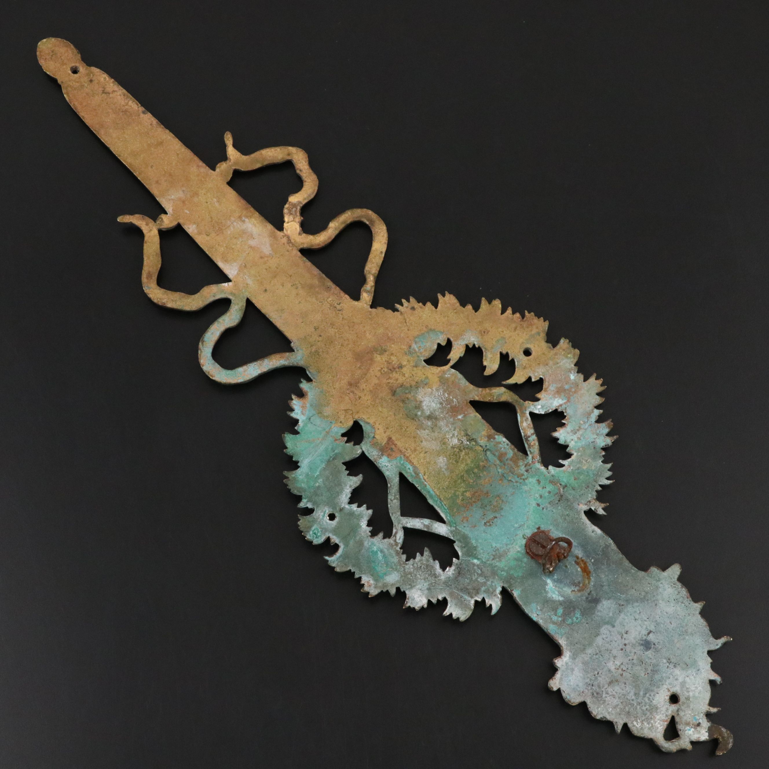 Louis XVI Style Brass Torch Wall Accent, Late 19th/Early 20th Century