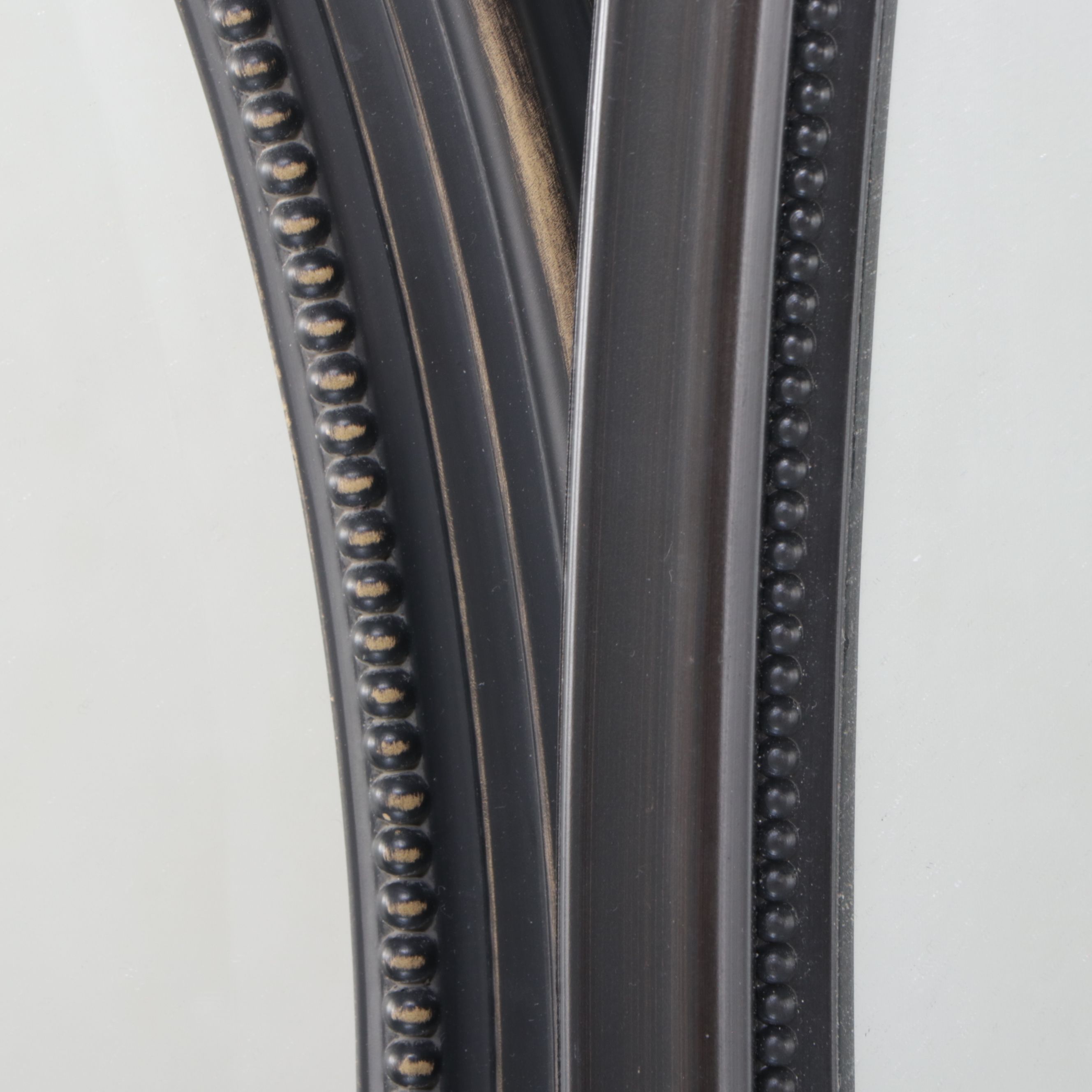 Victorian Style Distressed Black Wooden Framed Oval Wall Mirrors