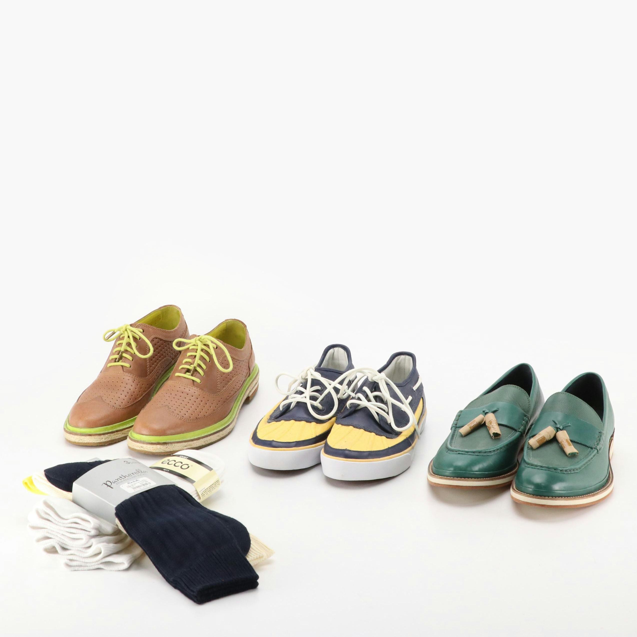 Cole Haan Emerald Green Tassel Loafers & Tan Derby Shoes, Other Shoes and Socks