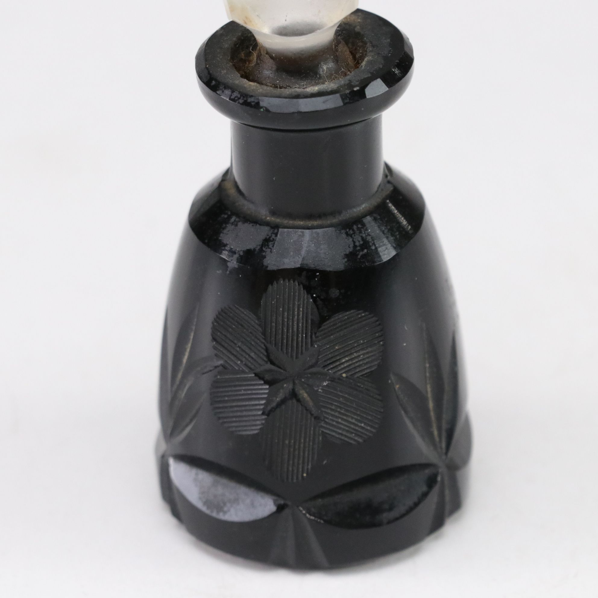 Victorian Sterling Silver Clothes Brush and Cut  Black Glass Perfume Bottle