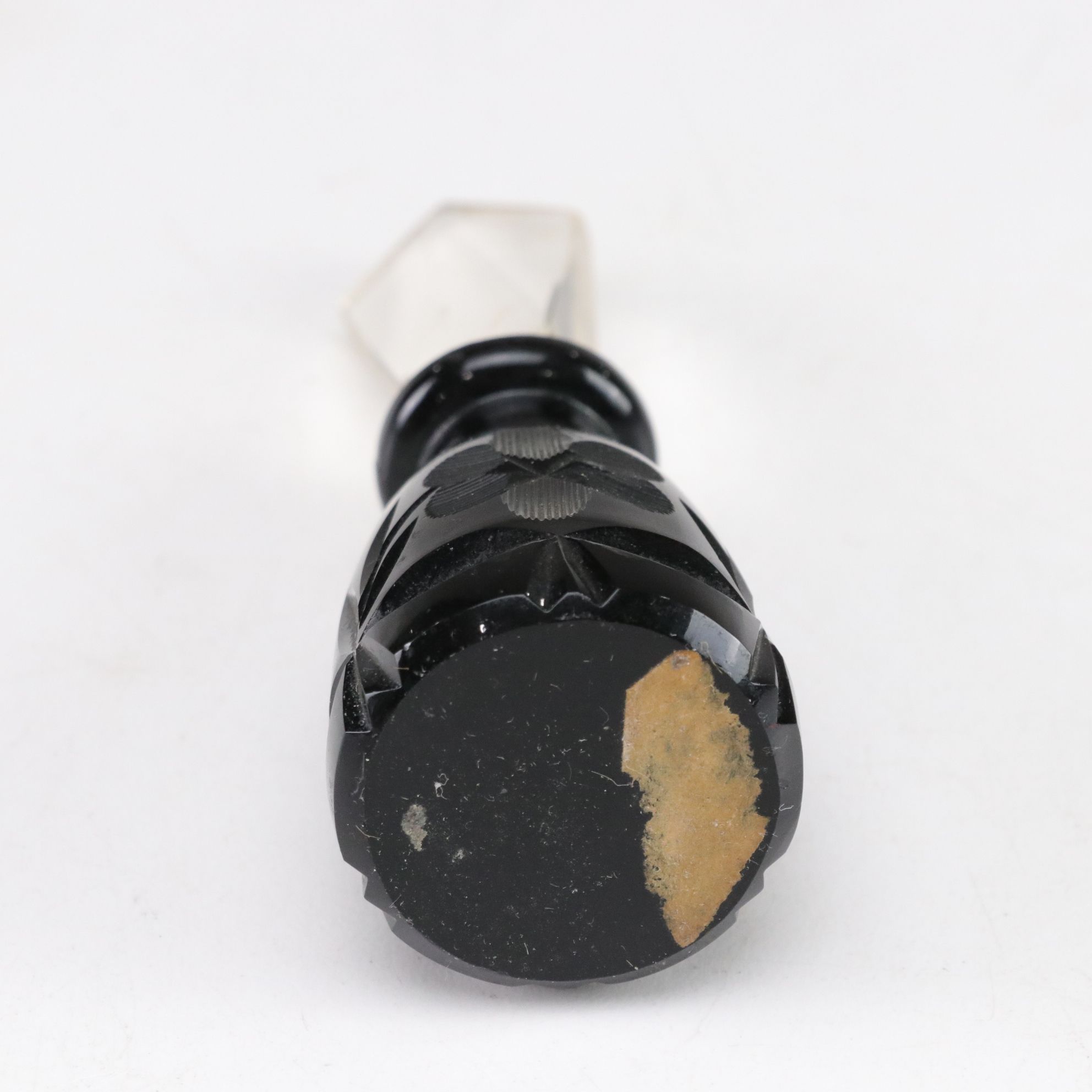 Victorian Sterling Silver Clothes Brush and Cut  Black Glass Perfume Bottle