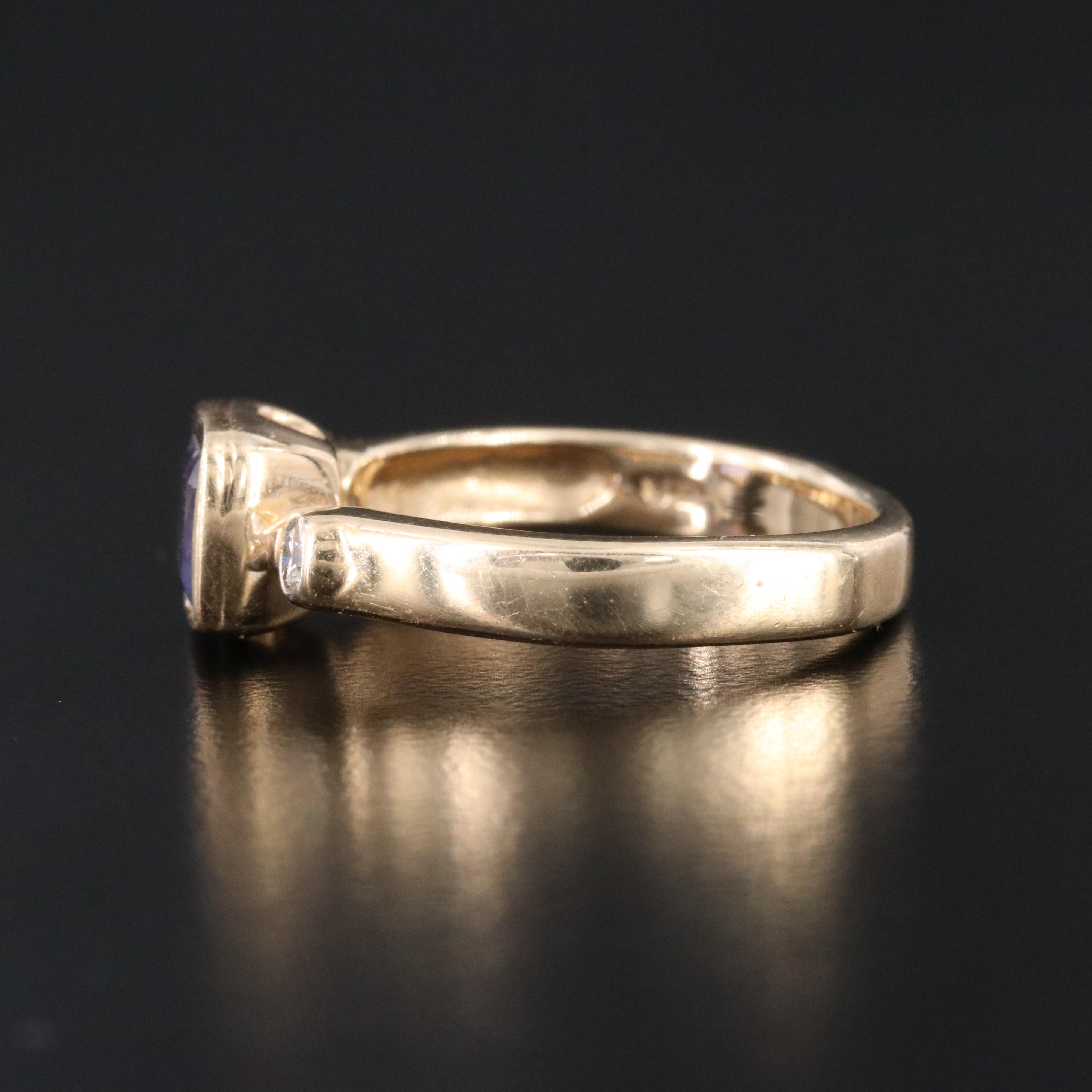 14K Iolite and Diamond Ring