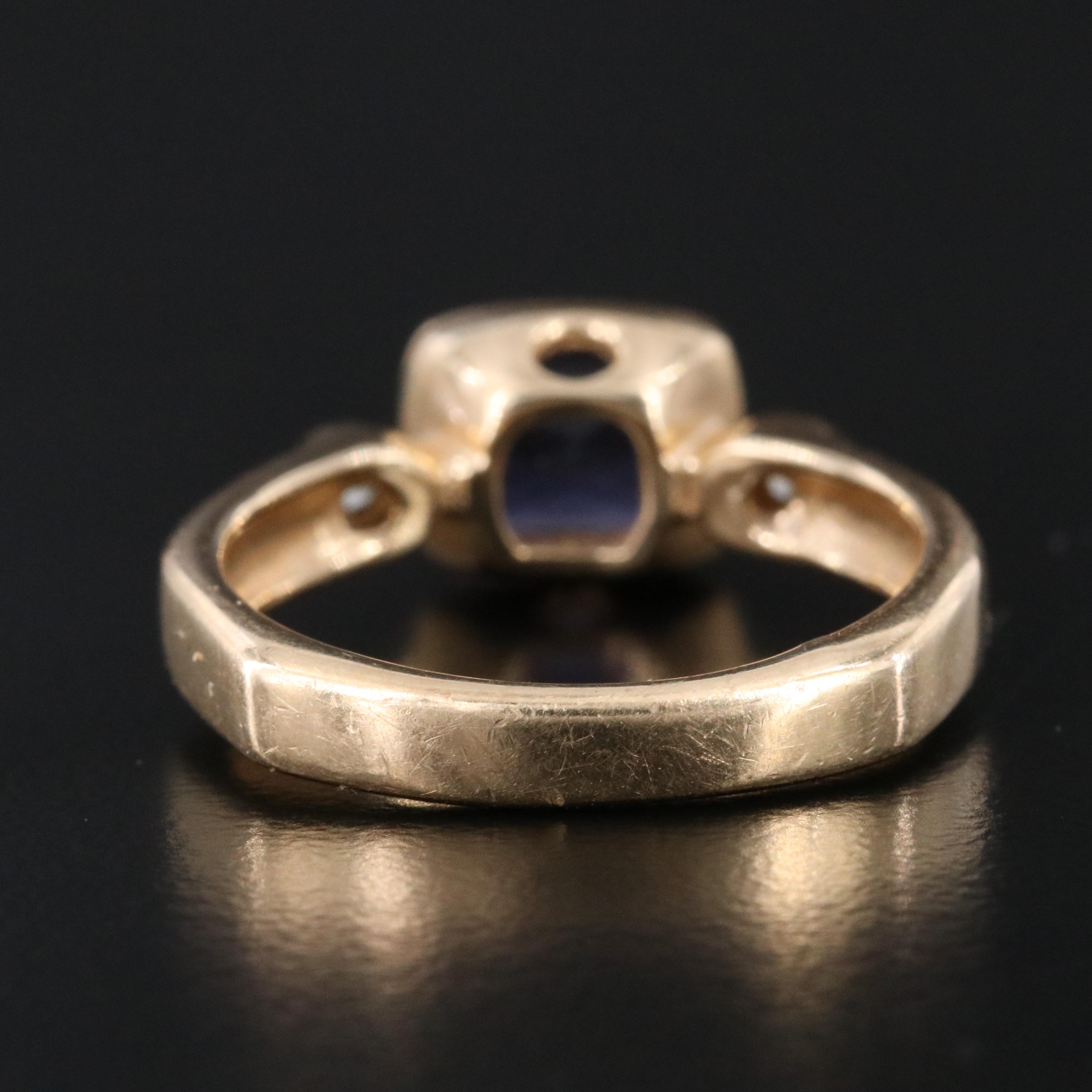 14K Iolite and Diamond Ring