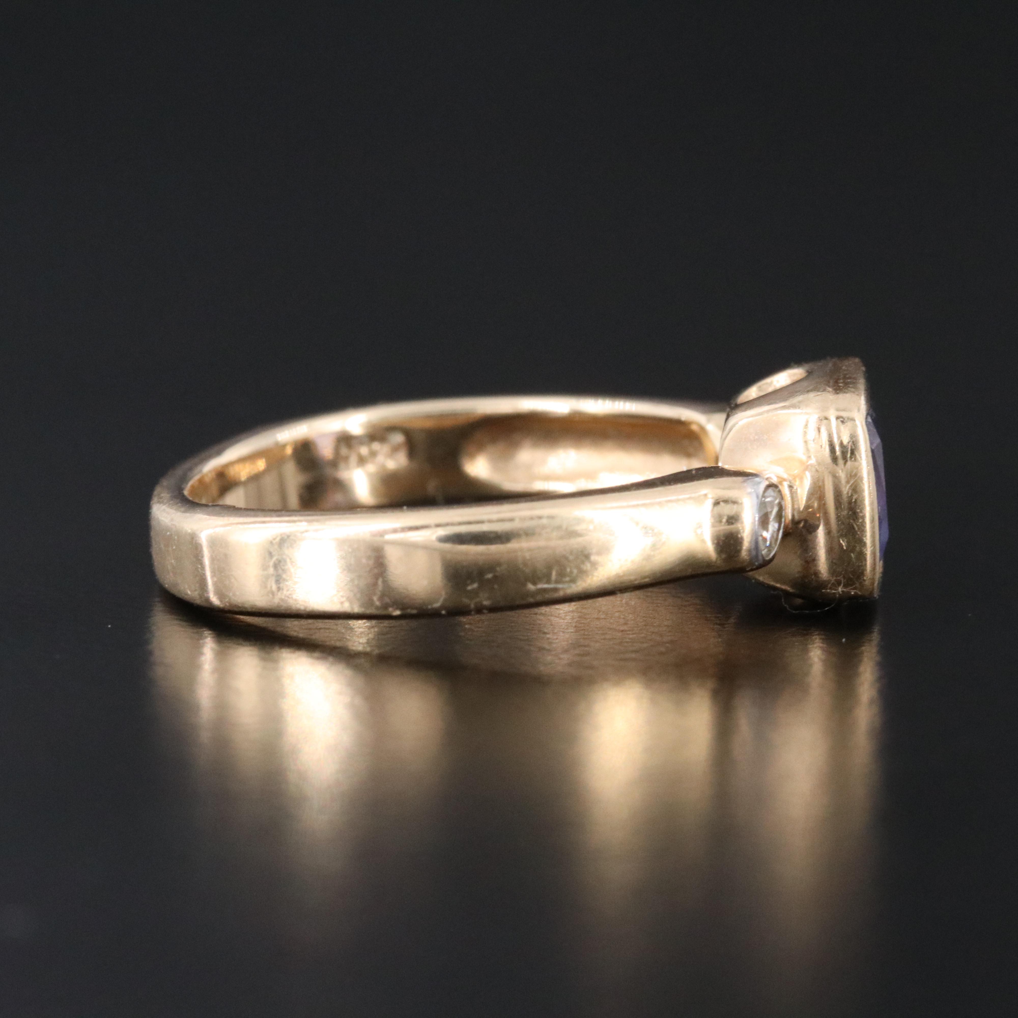 14K Iolite and Diamond Ring