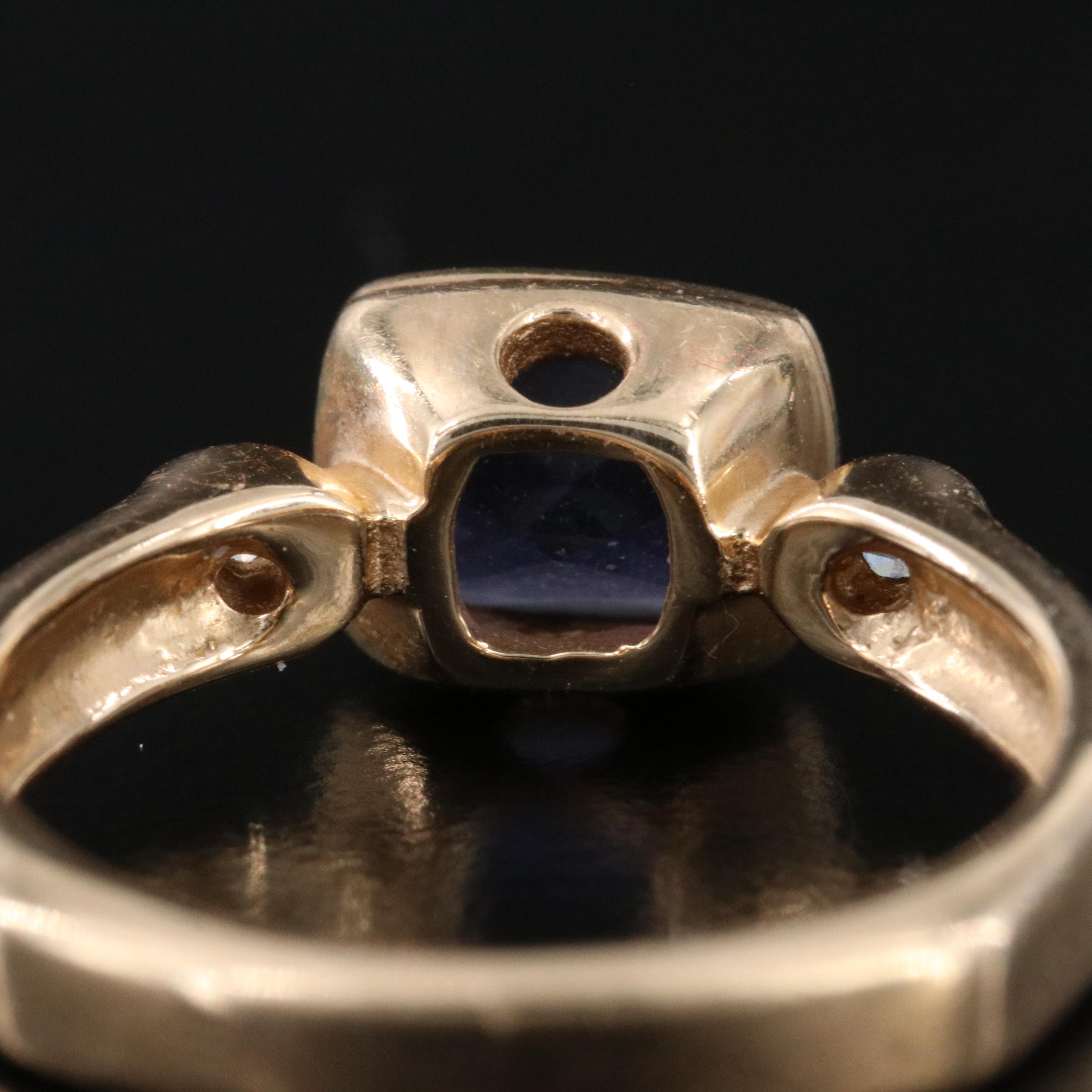 14K Iolite and Diamond Ring