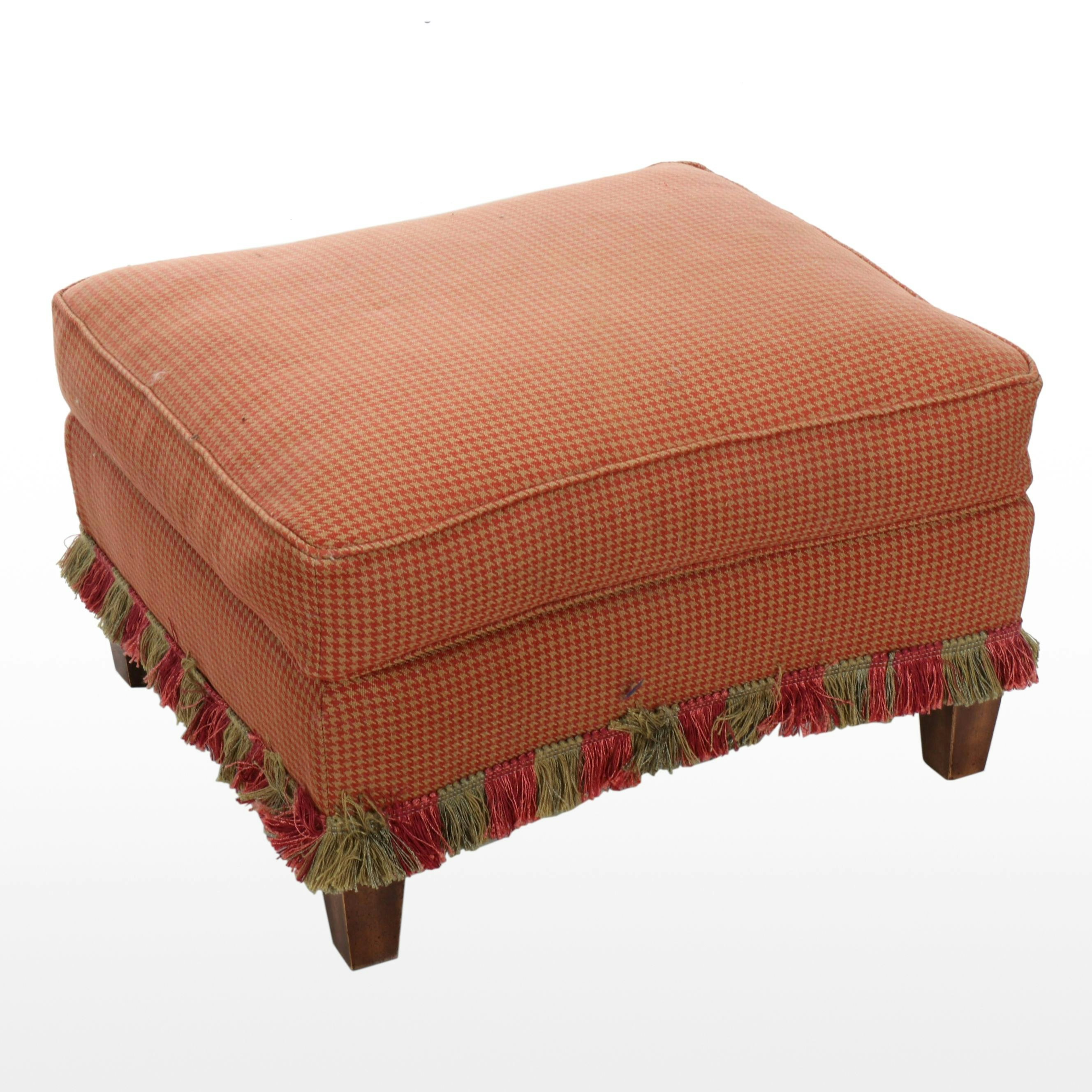 Wesley Hall Wingback Armchair in Equestrian Upholstery with Ottoman