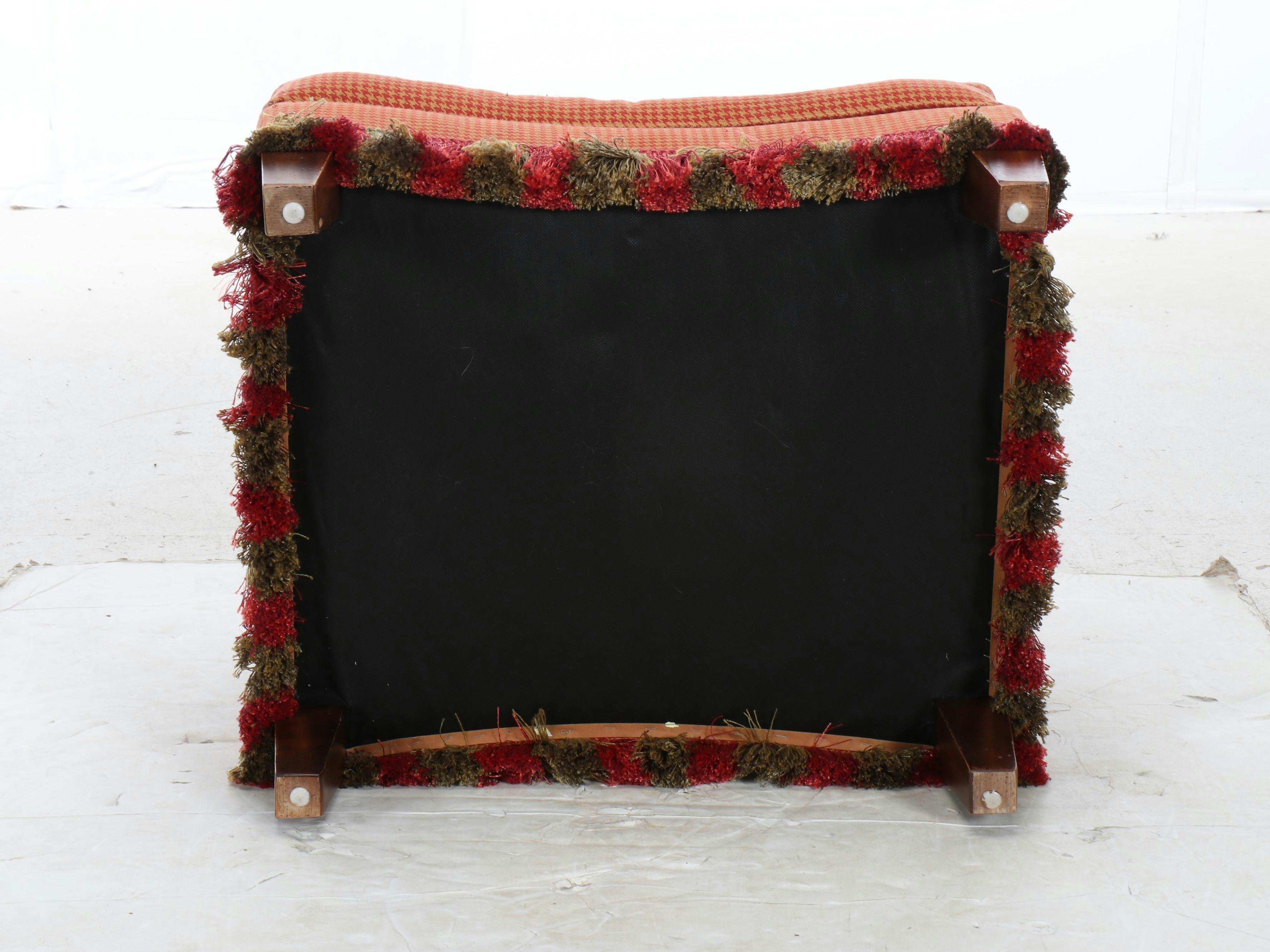 Wesley Hall Wingback Armchair in Equestrian Upholstery with Ottoman