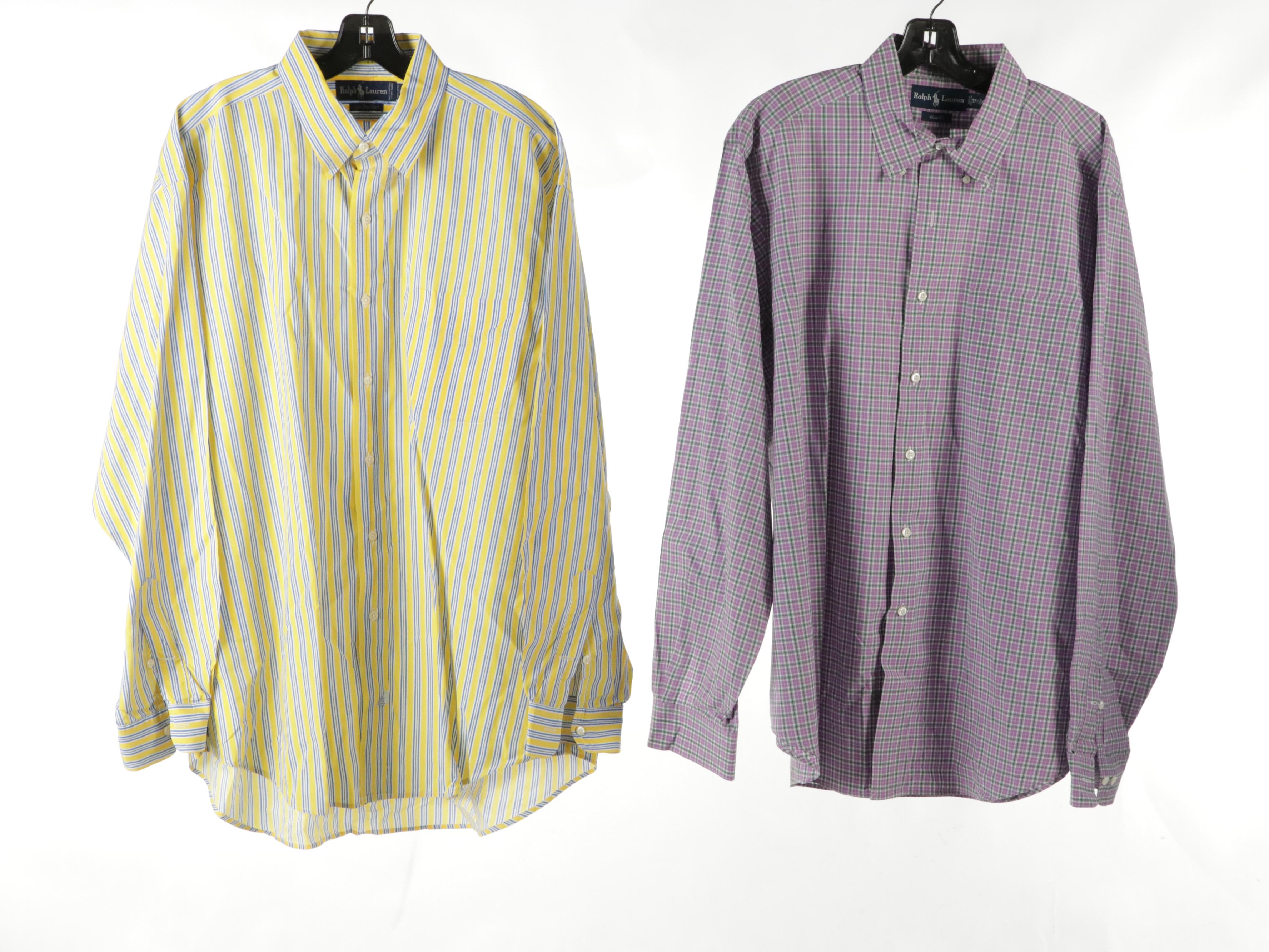 Men's Ralph Lauren Plaid, Striped and Solid Cotton Button-Down Shirts