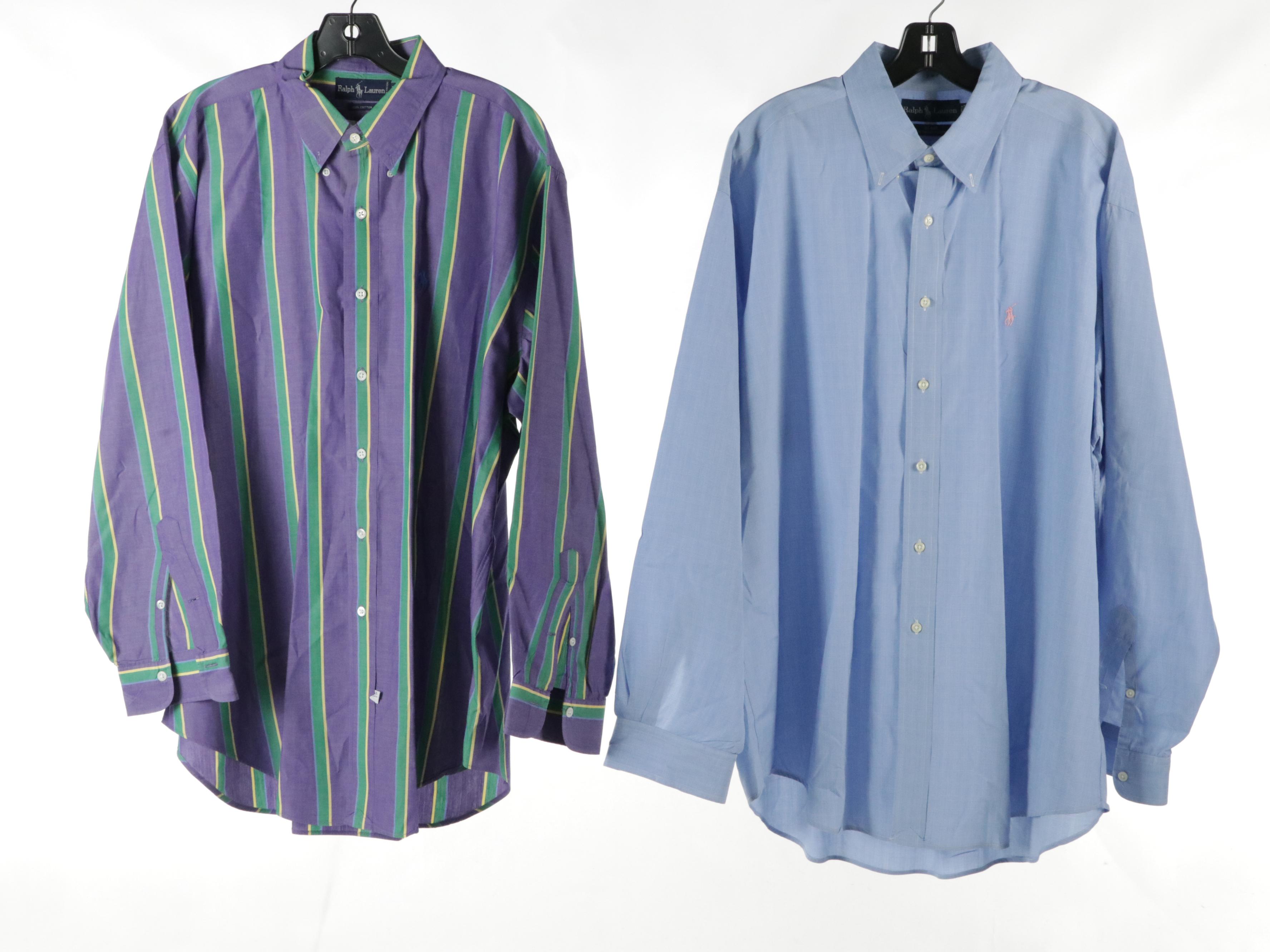 Men's Ralph Lauren Plaid, Striped and Solid Cotton Button-Down Shirts