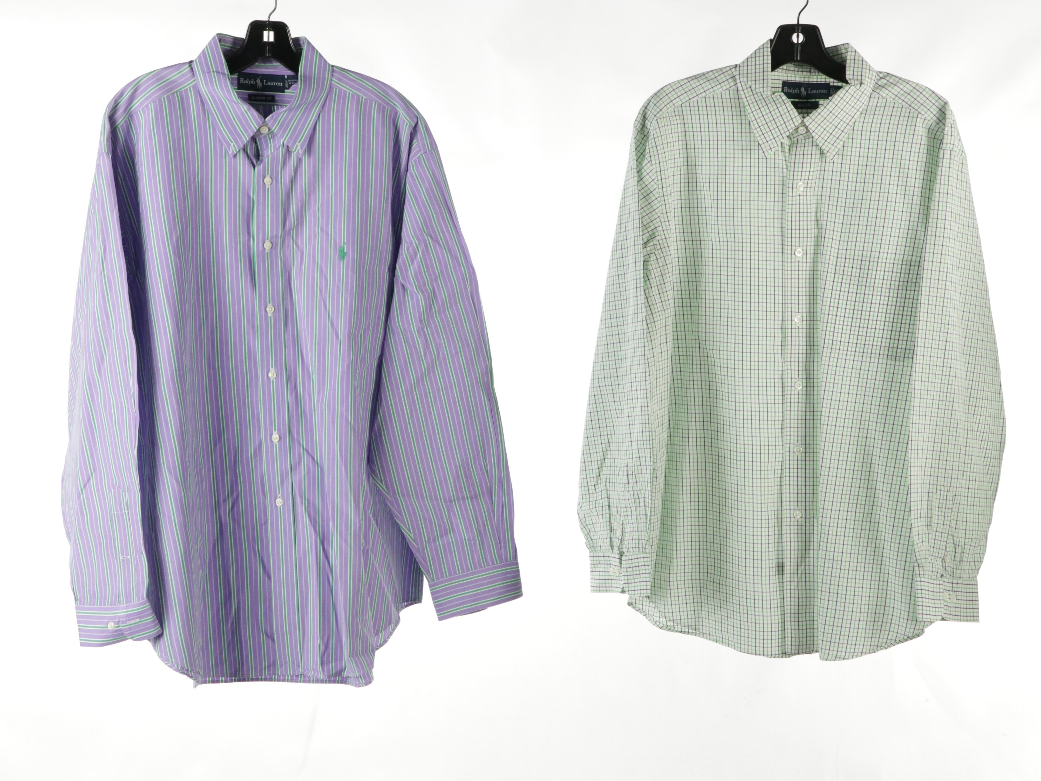 Men's Ralph Lauren Plaid, Striped and Solid Cotton Button-Down Shirts