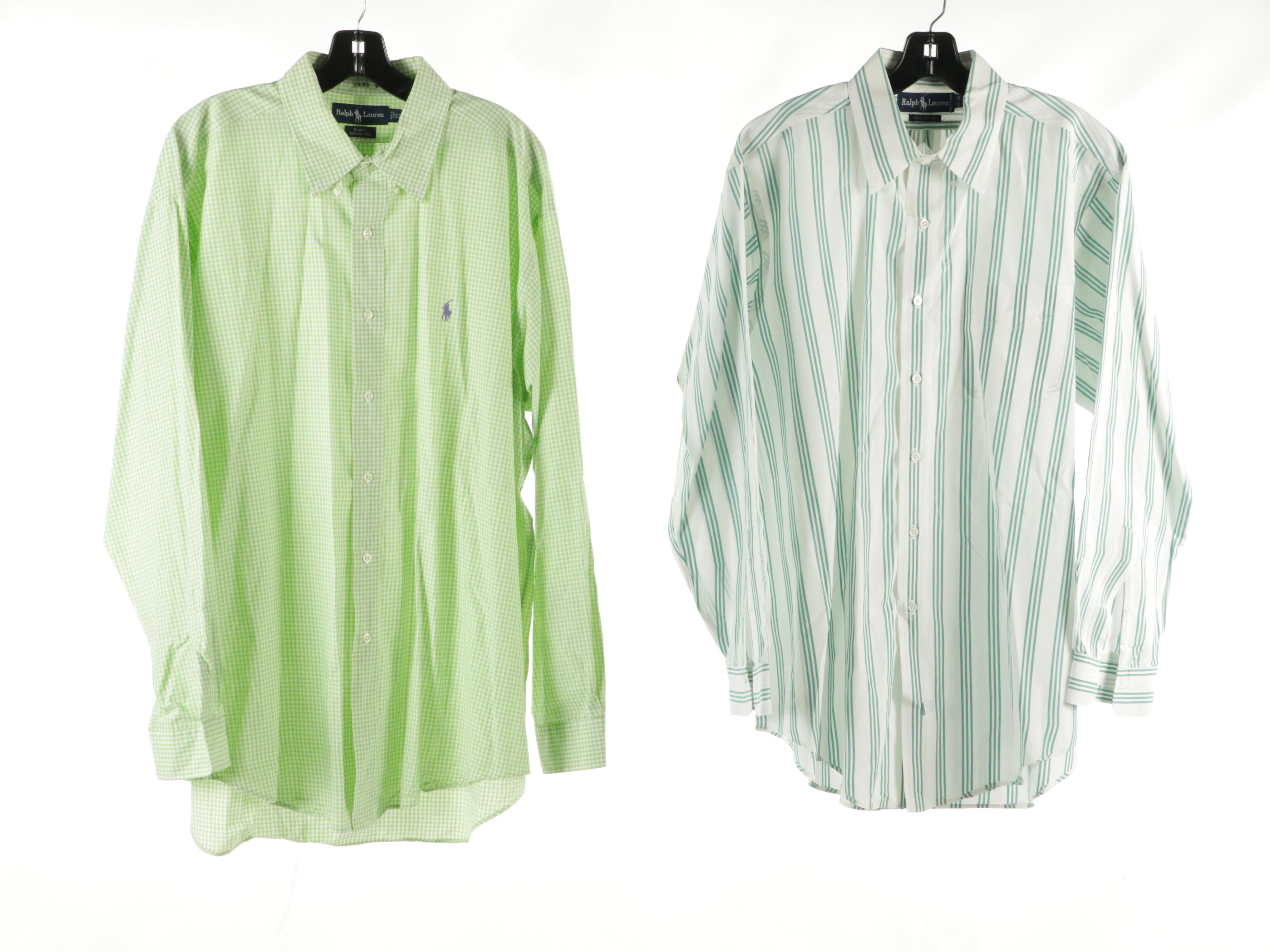 Men's Ralph Lauren Plaid, Striped and Solid Cotton Button-Down Shirts