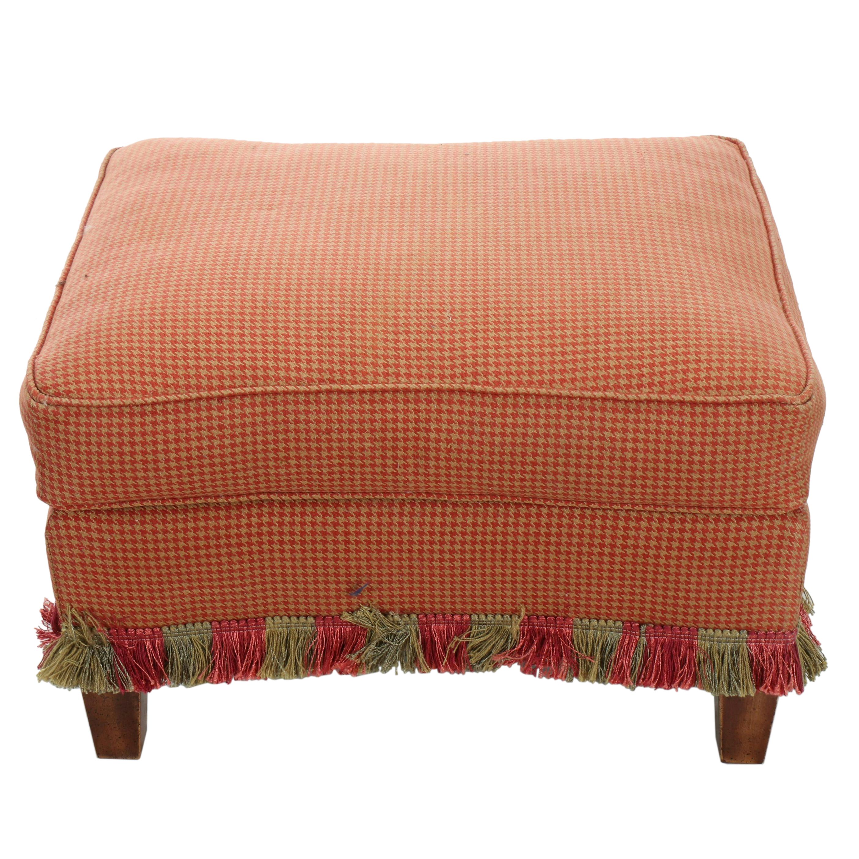 Wesley Hall Wingback Armchair in Equestrian Upholstery with Ottoman