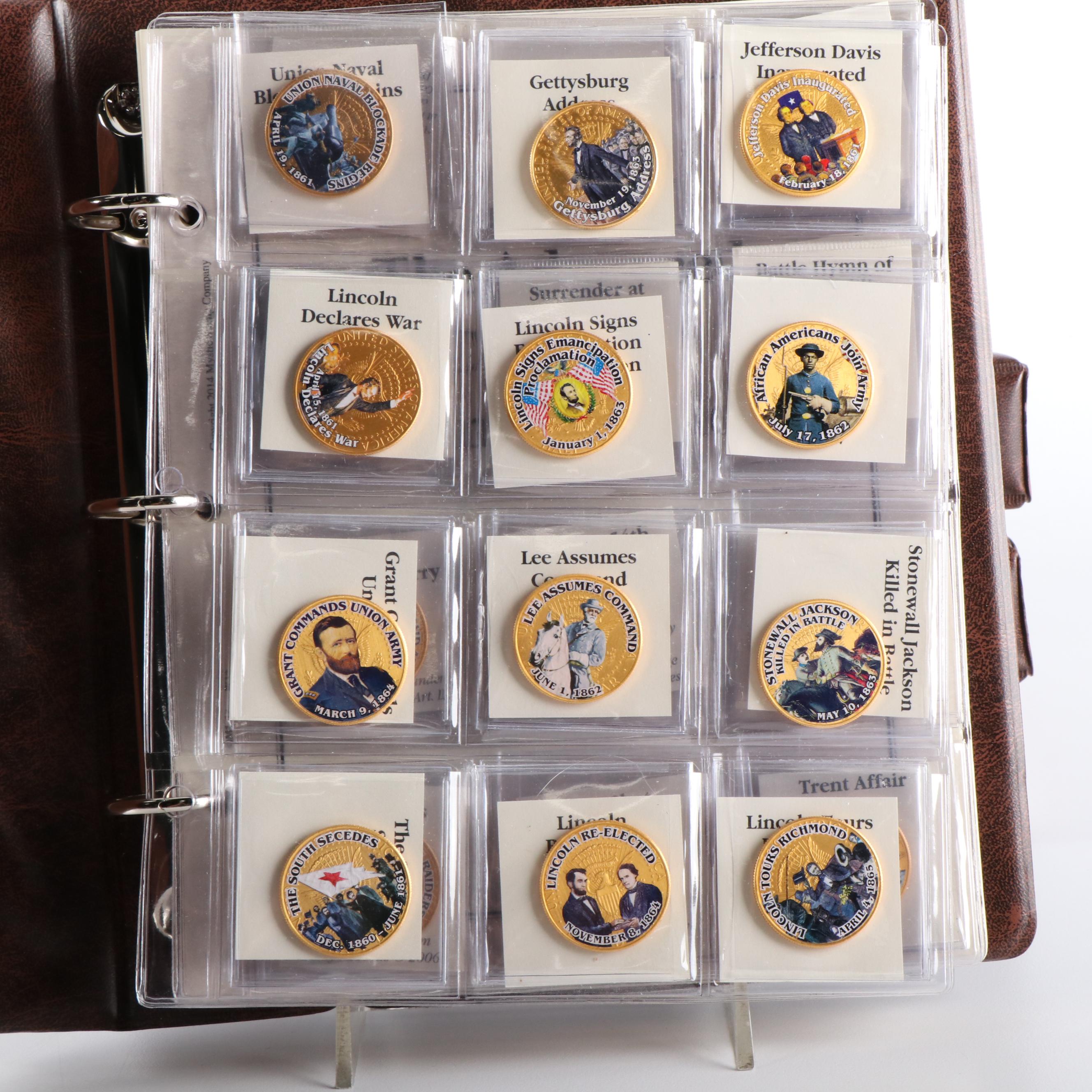 Four Civil War Commemorative Coin Albums, 225 Coins