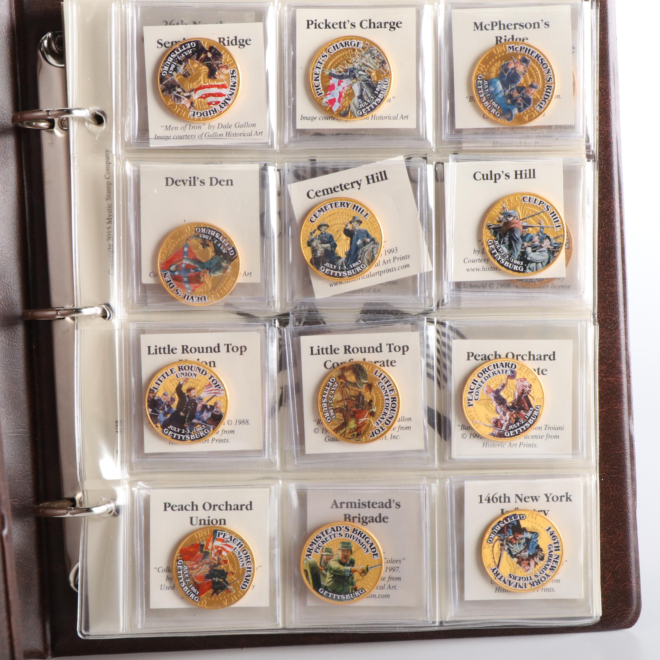 Four Civil War Commemorative Coin Albums, 225 Coins
