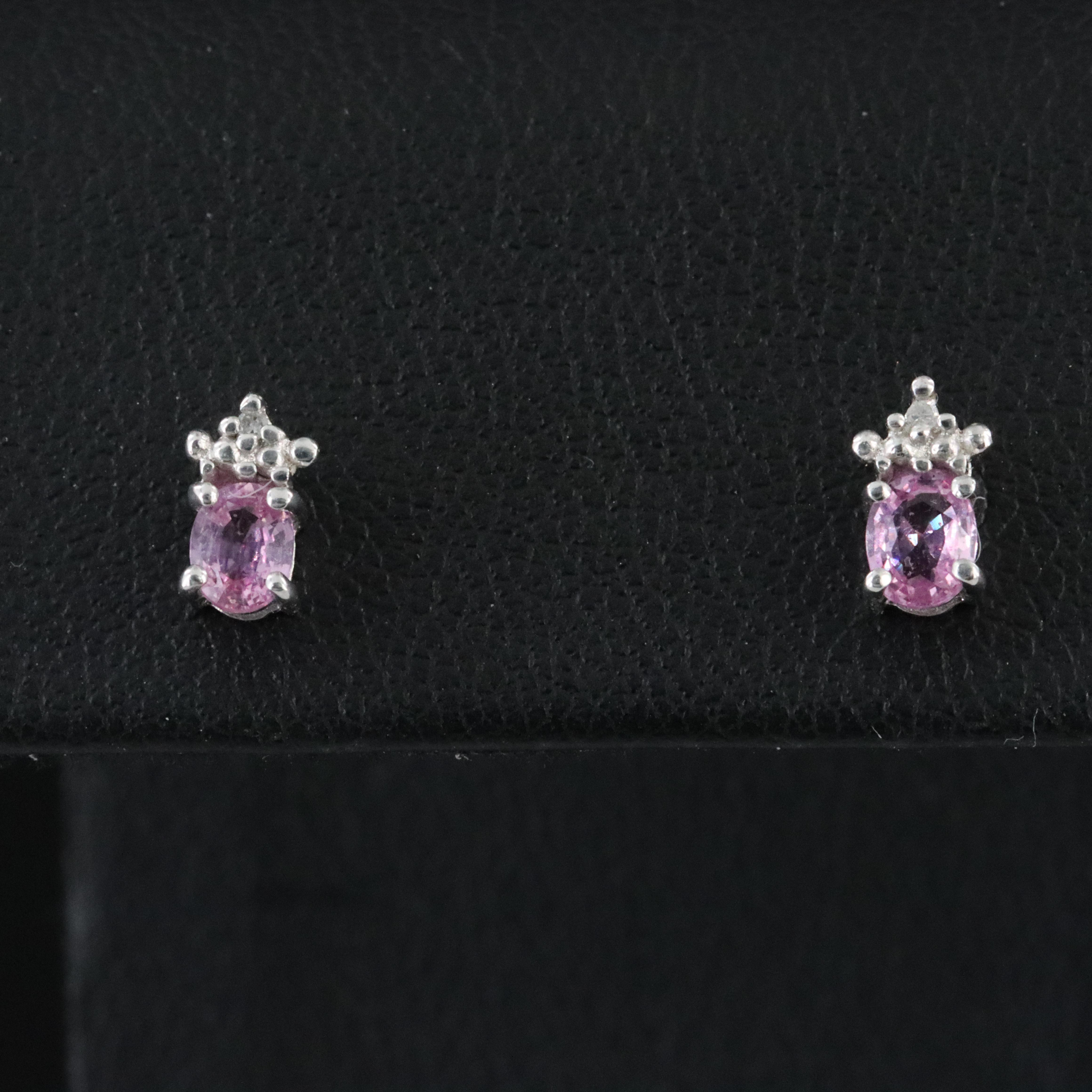 10K Pink Sapphire and Diamond Earrings