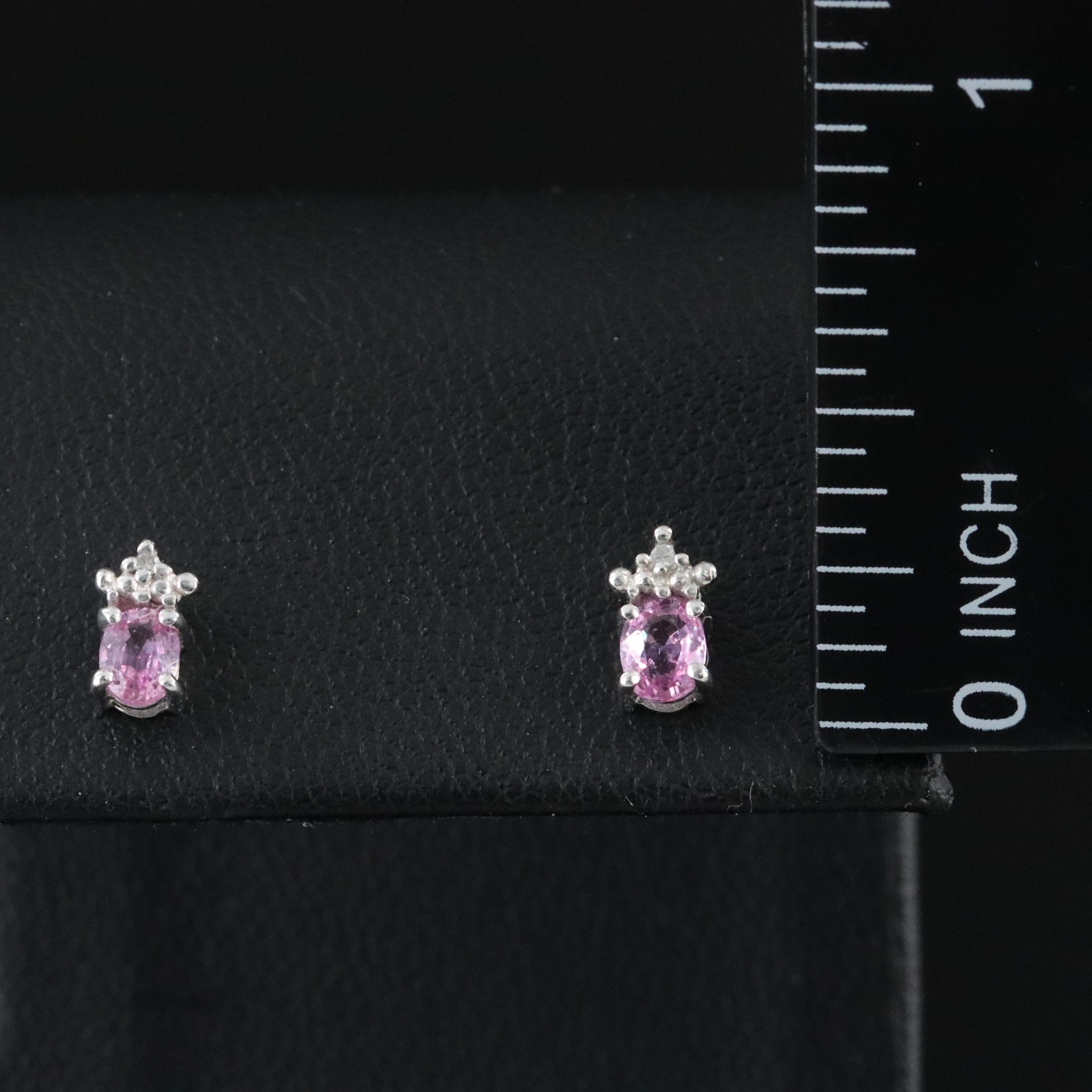 10K Pink Sapphire and Diamond Earrings