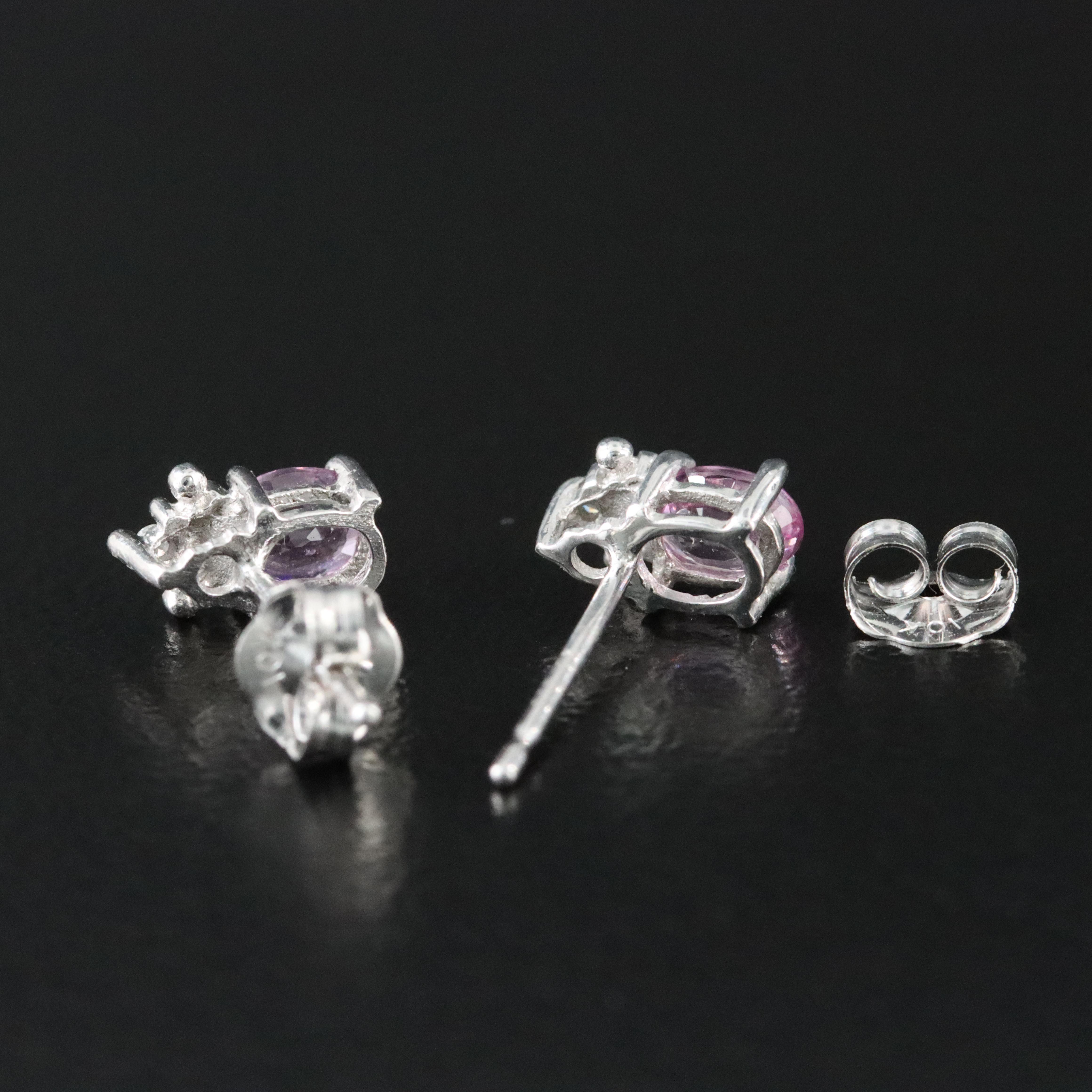 10K Pink Sapphire and Diamond Earrings