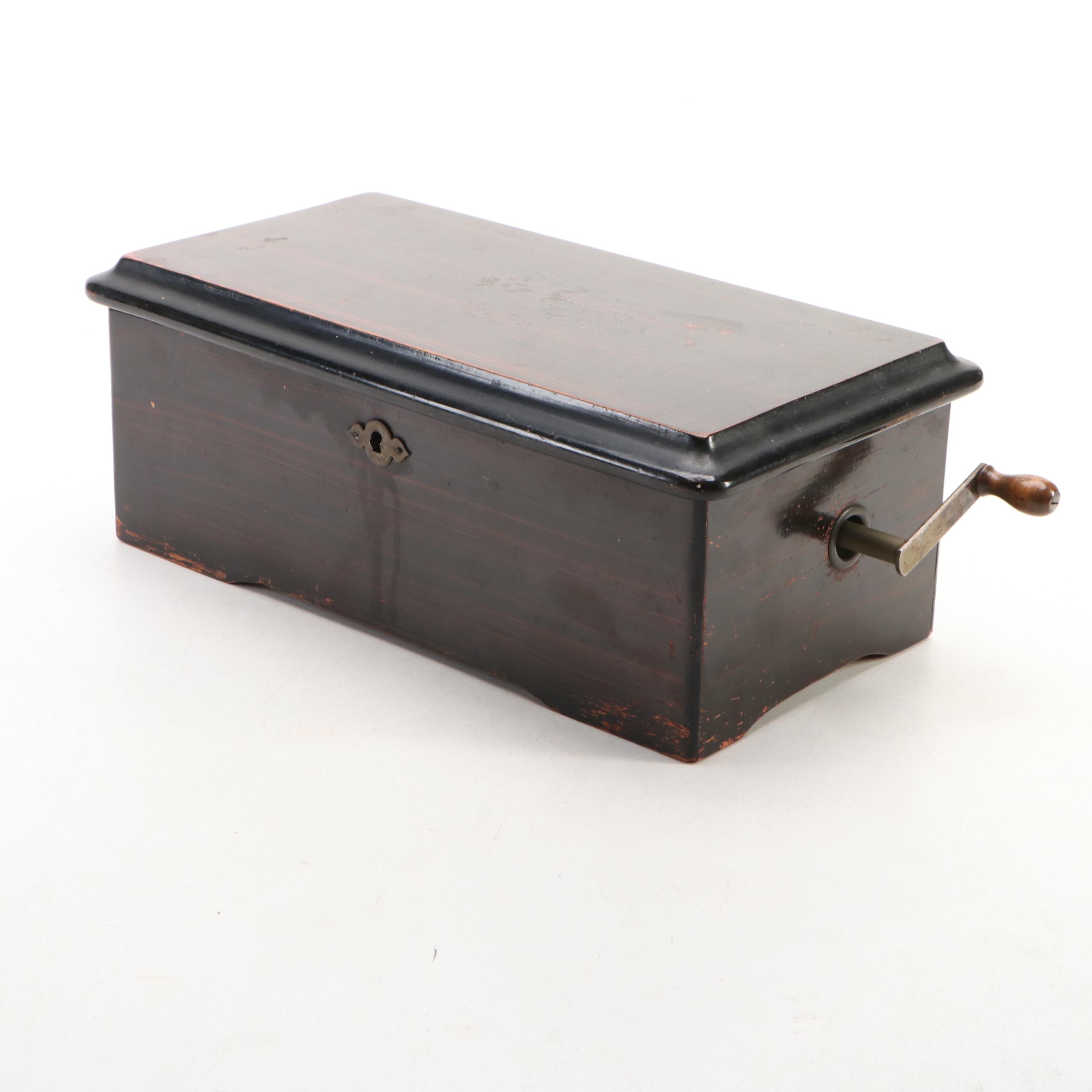 Victorian Rosewood Cylindrical Music Box, Late 19th/ Early 20th Century
