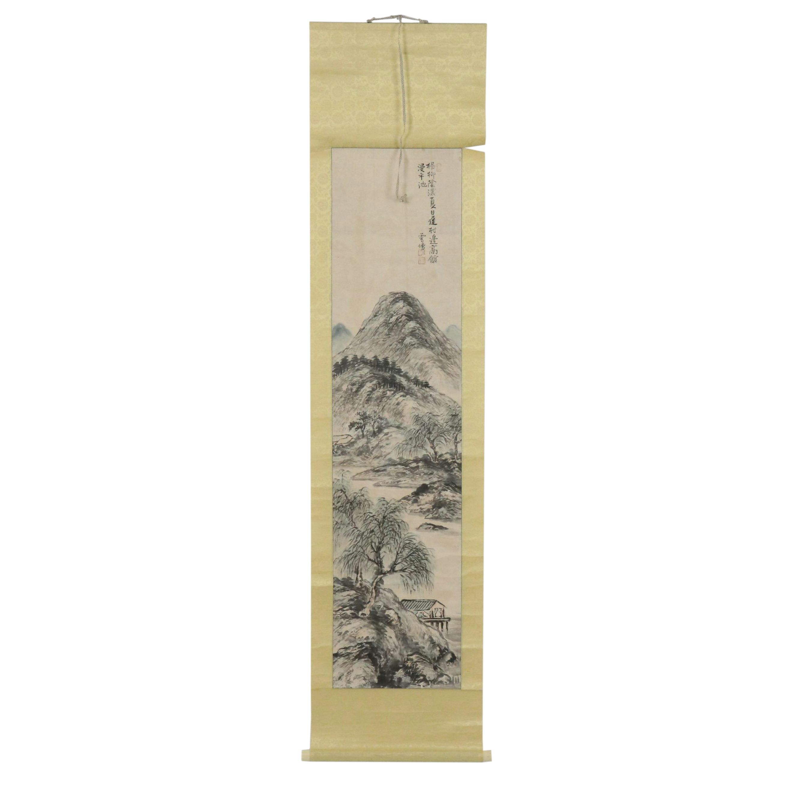 Chinese Hanging Scroll Ink Painting of Mountainous Landscape
