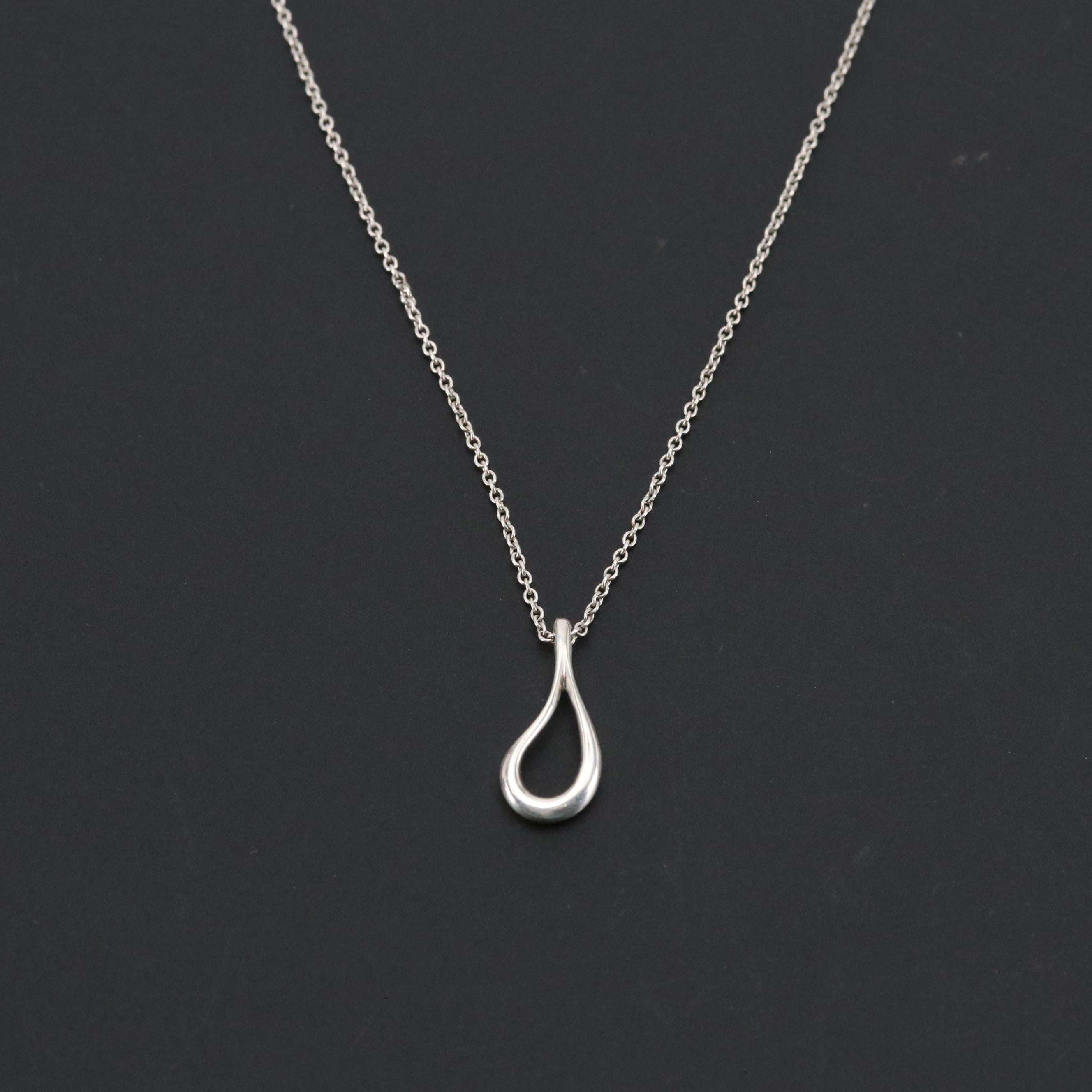 Elsa Peretti for Tiffany & Co. Sterling Open Teardrop Pendant Necklace with Box