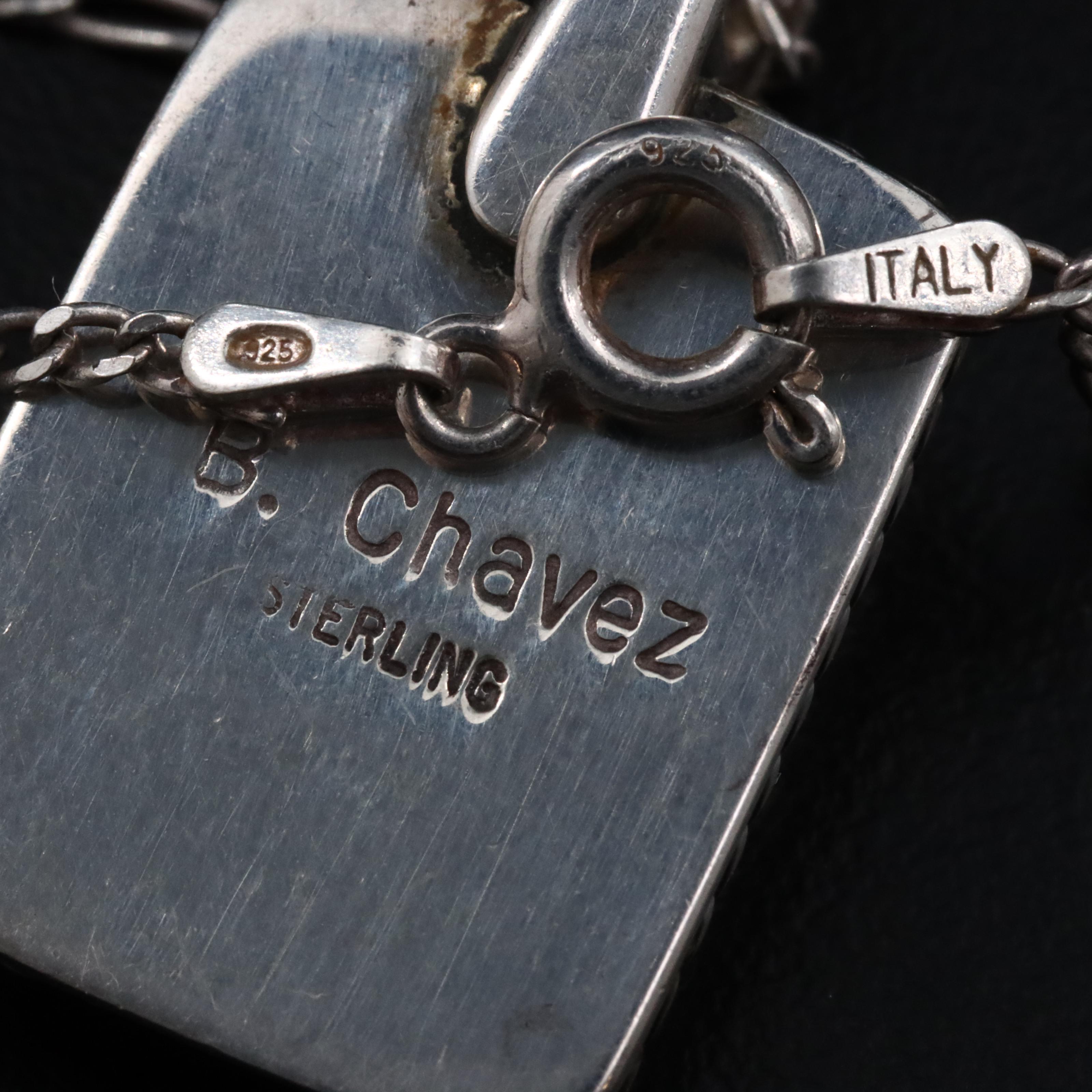 Bernyse Chavez Navajo Diné Sterling Malachite Pendant Necklace