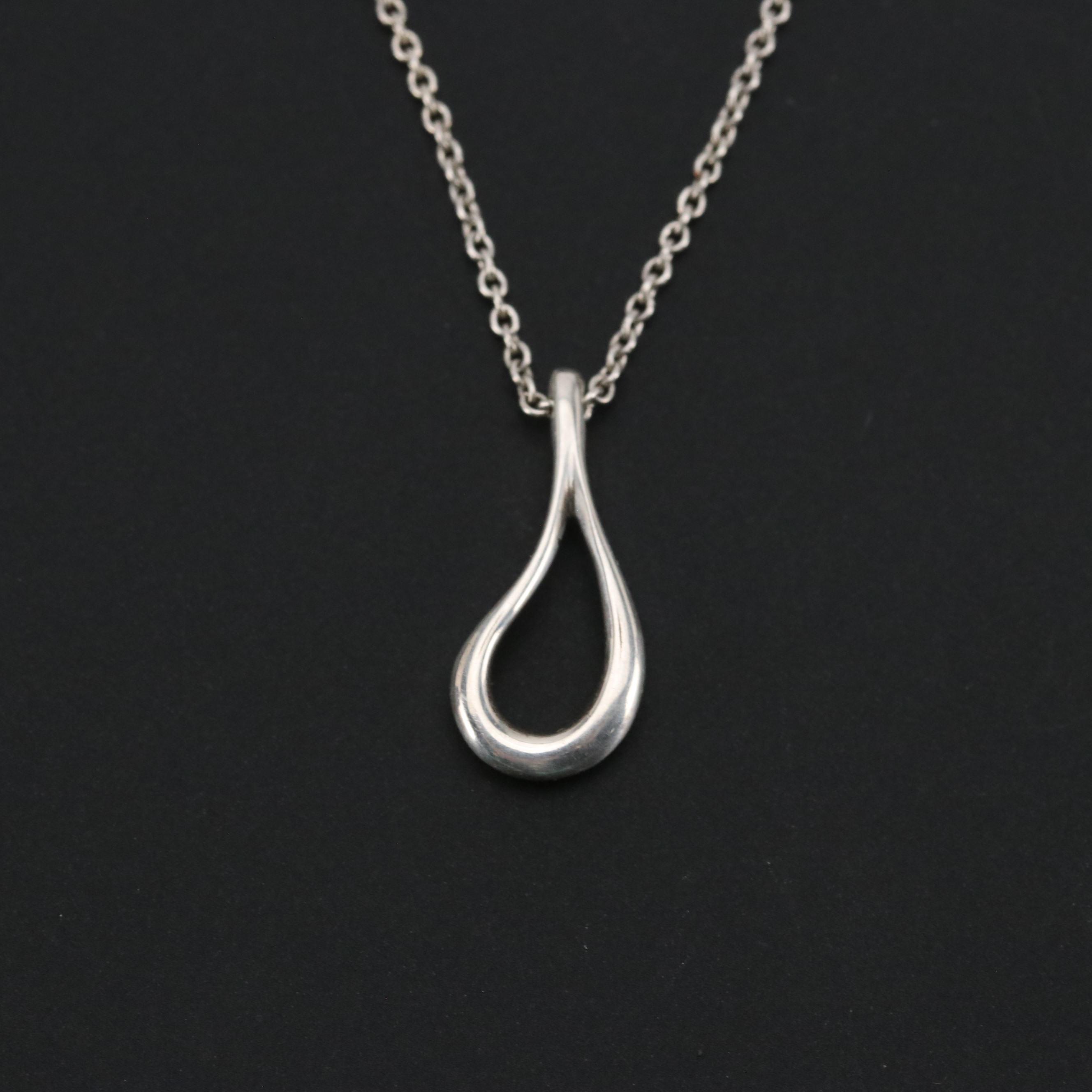 Elsa Peretti for Tiffany & Co. Sterling Open Teardrop Pendant Necklace with Box