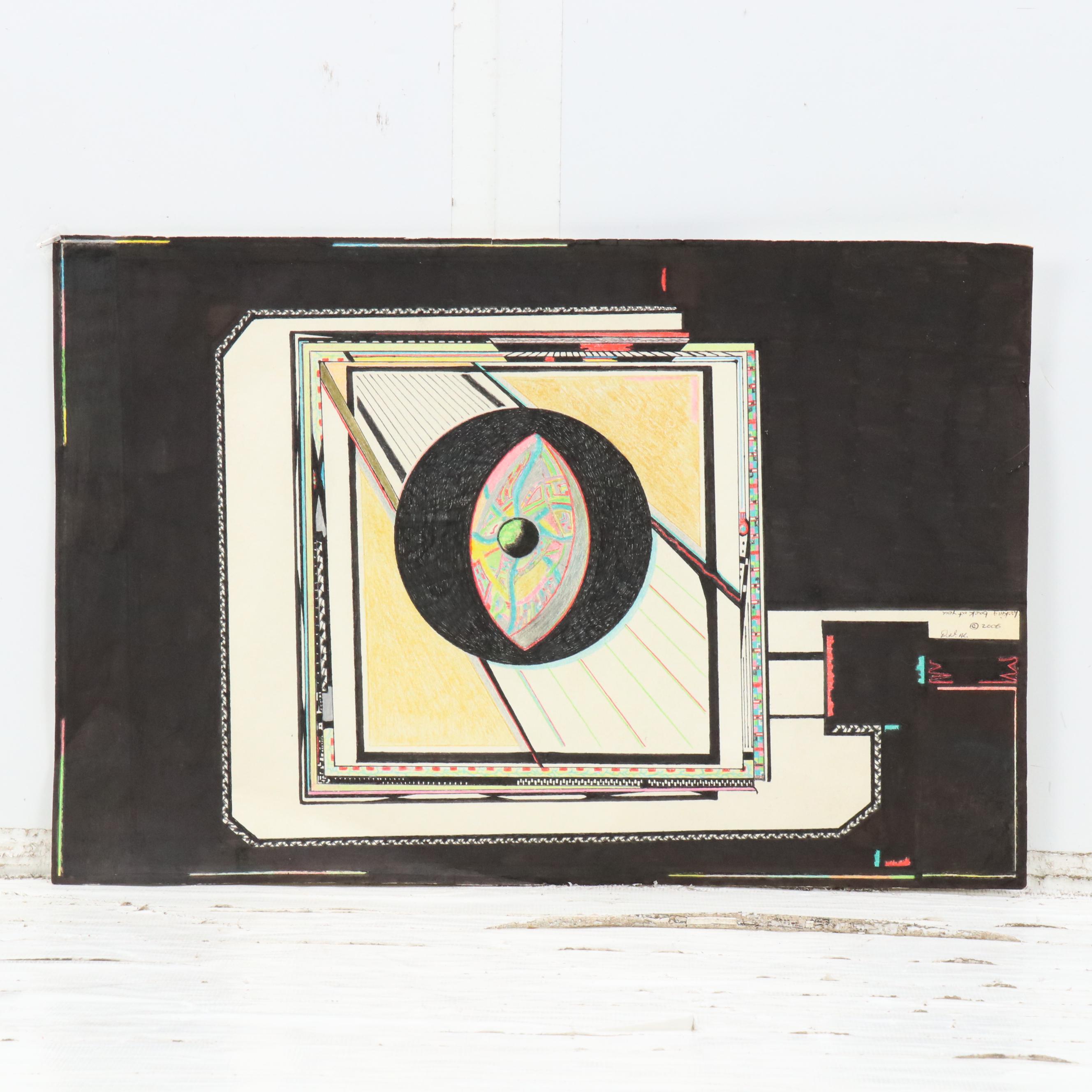 Abstract Geometric Mixed Media Drawings Including "Electrika," 2006