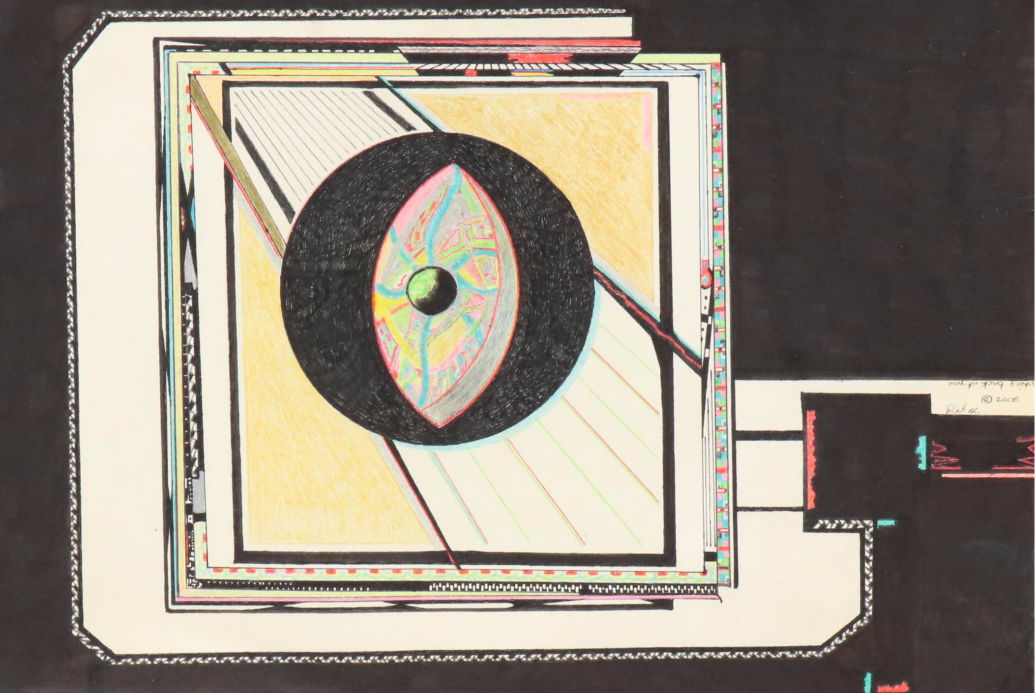 Abstract Geometric Mixed Media Drawings Including "Electrika," 2006