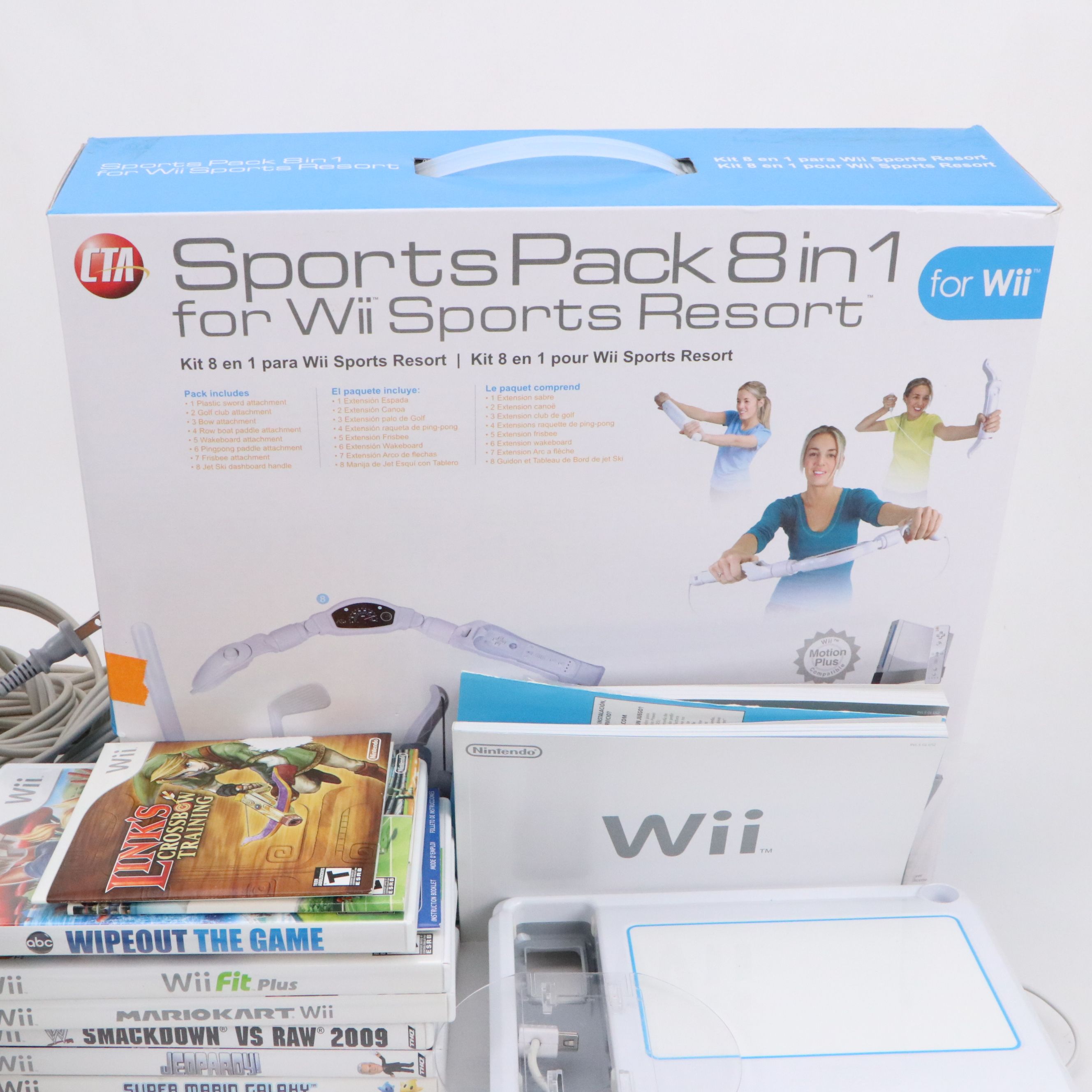 Nintendo Wii with Wii Fit, Wii Sports, and Other Games and Accessories