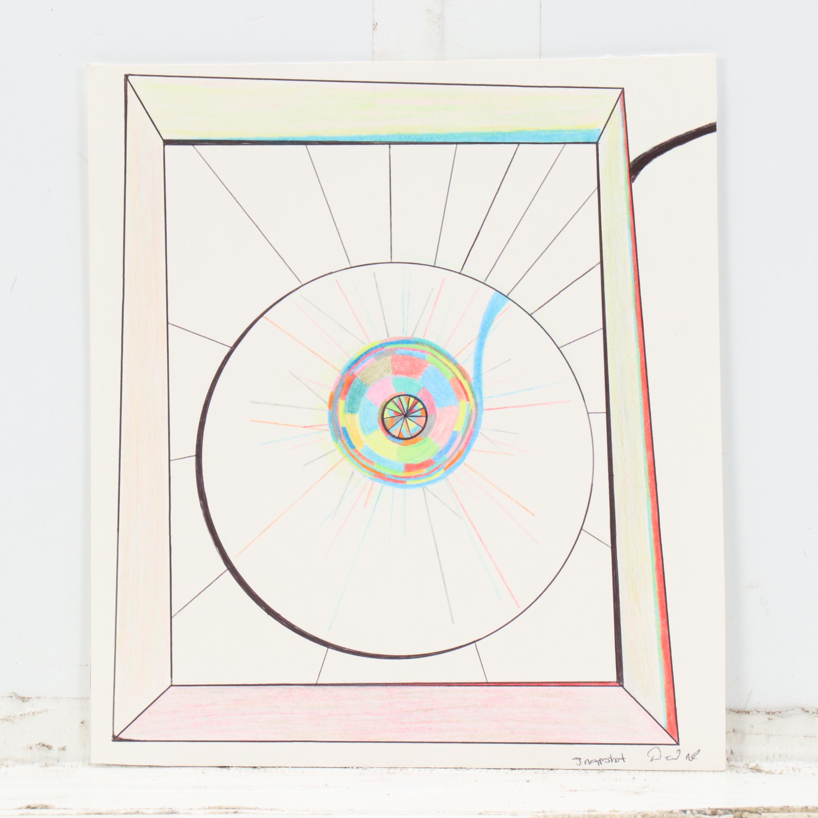 Abstract Geometric Mixed Media Drawings Including "Electrika," 2006