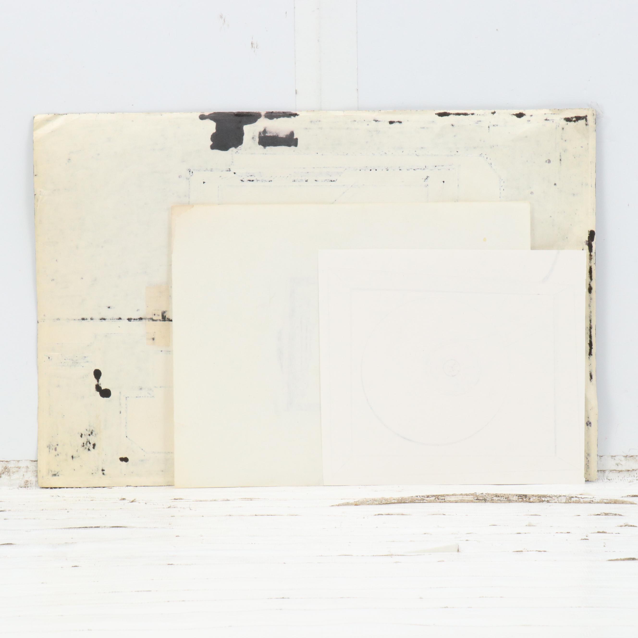 Abstract Geometric Mixed Media Drawings Including "Electrika," 2006