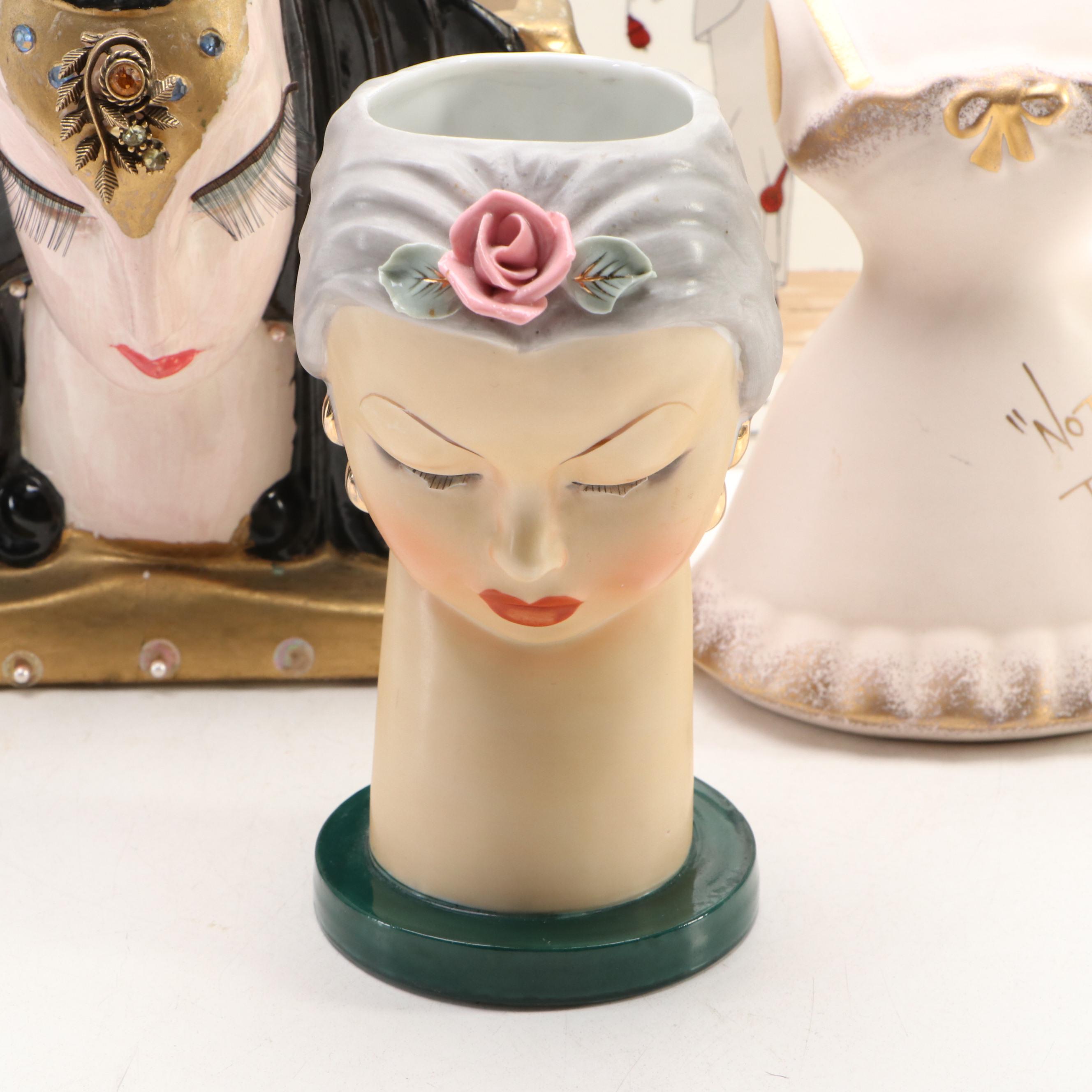 N. S. Gustin "Nothing to Wear" Coin Bank with TV Lamp and More Ceramic Décor
