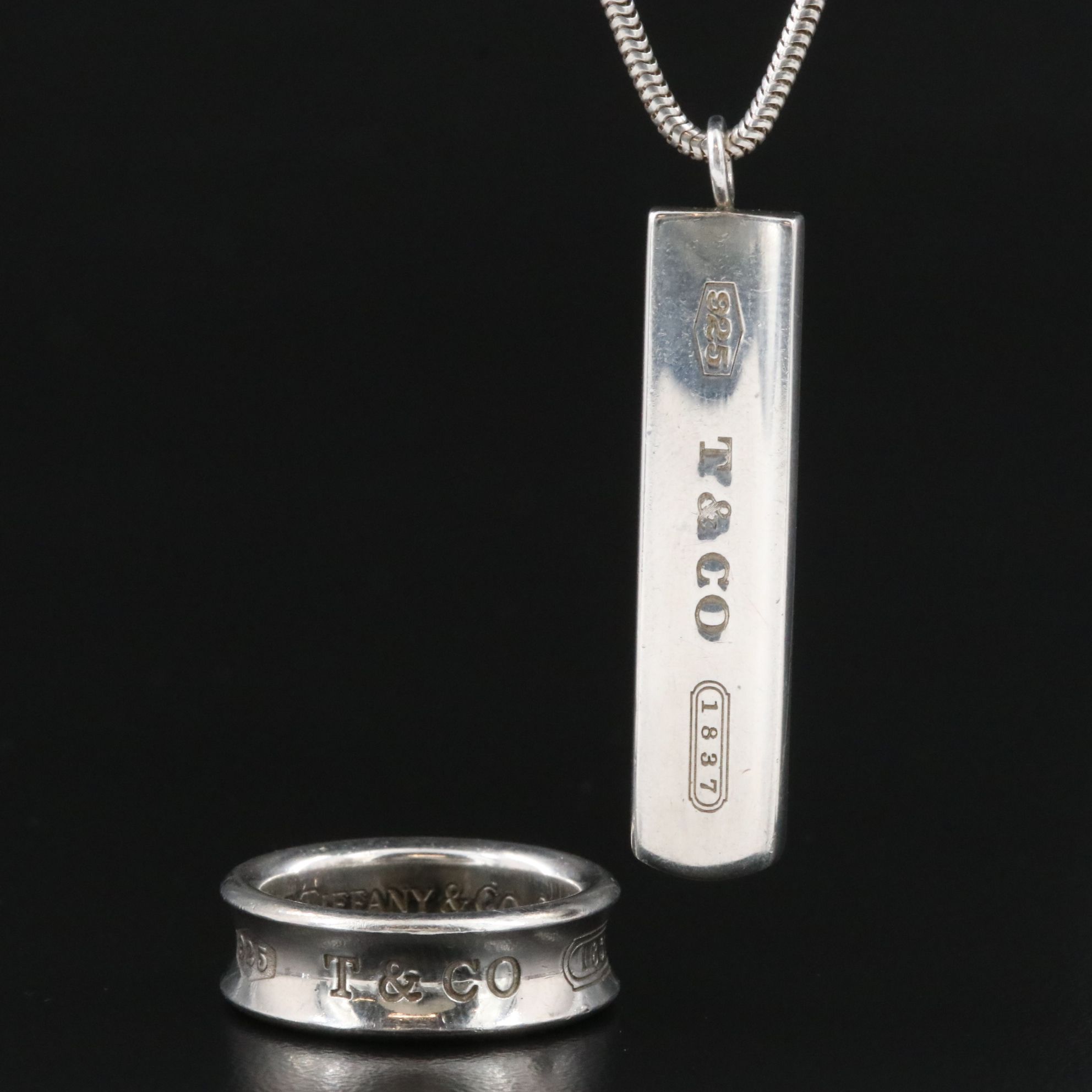 Tiffany & Co. Atlas Sterling Ring and Necklace