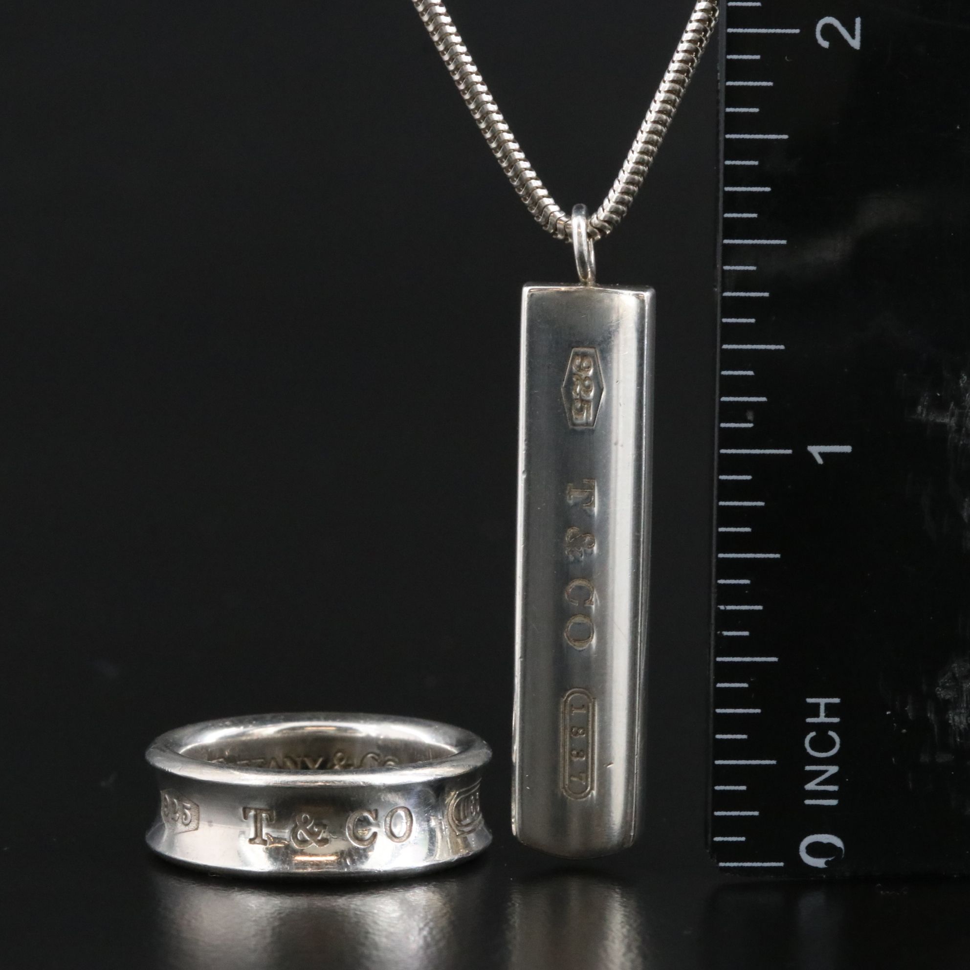 Tiffany & Co. Atlas Sterling Ring and Necklace