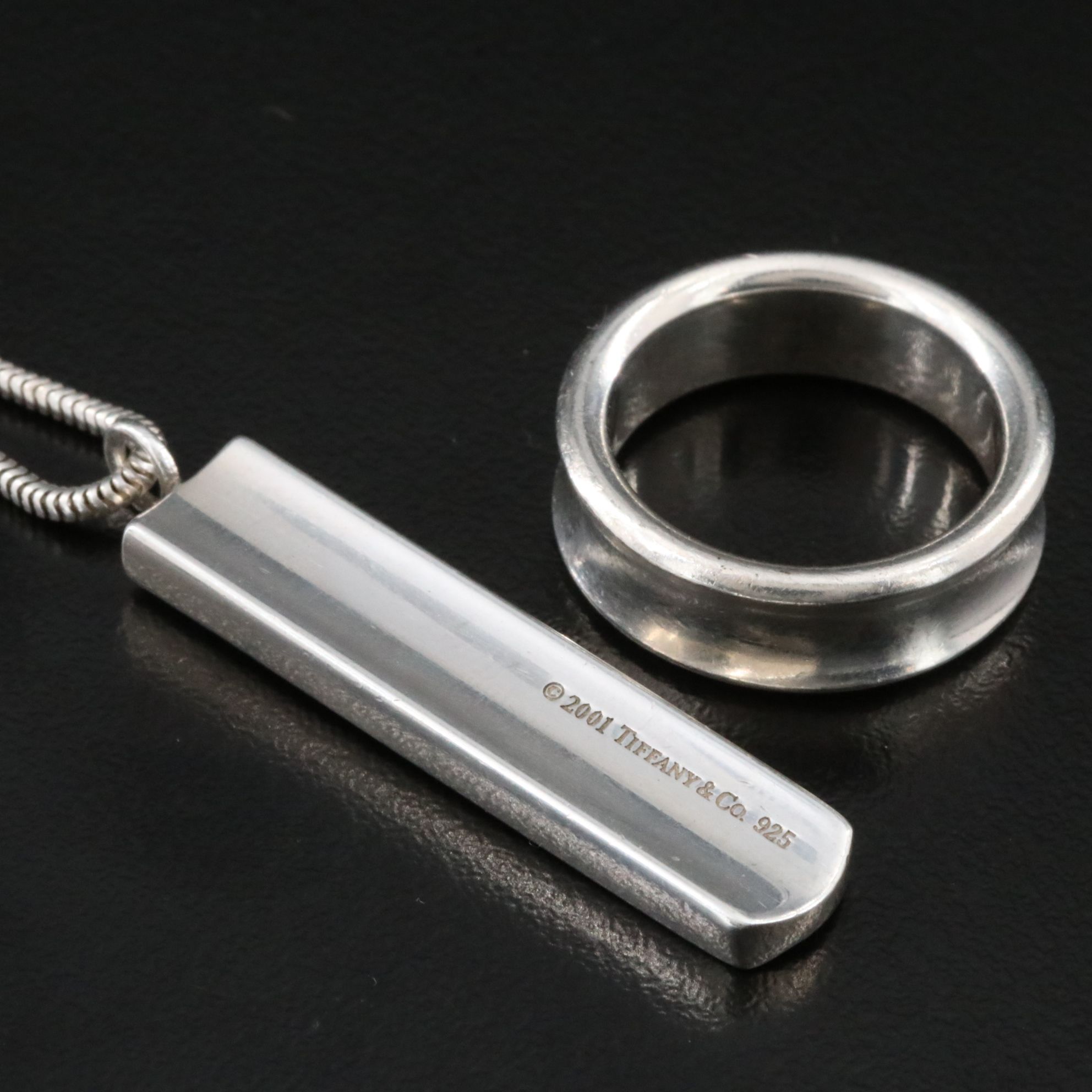 Tiffany & Co. Atlas Sterling Ring and Necklace