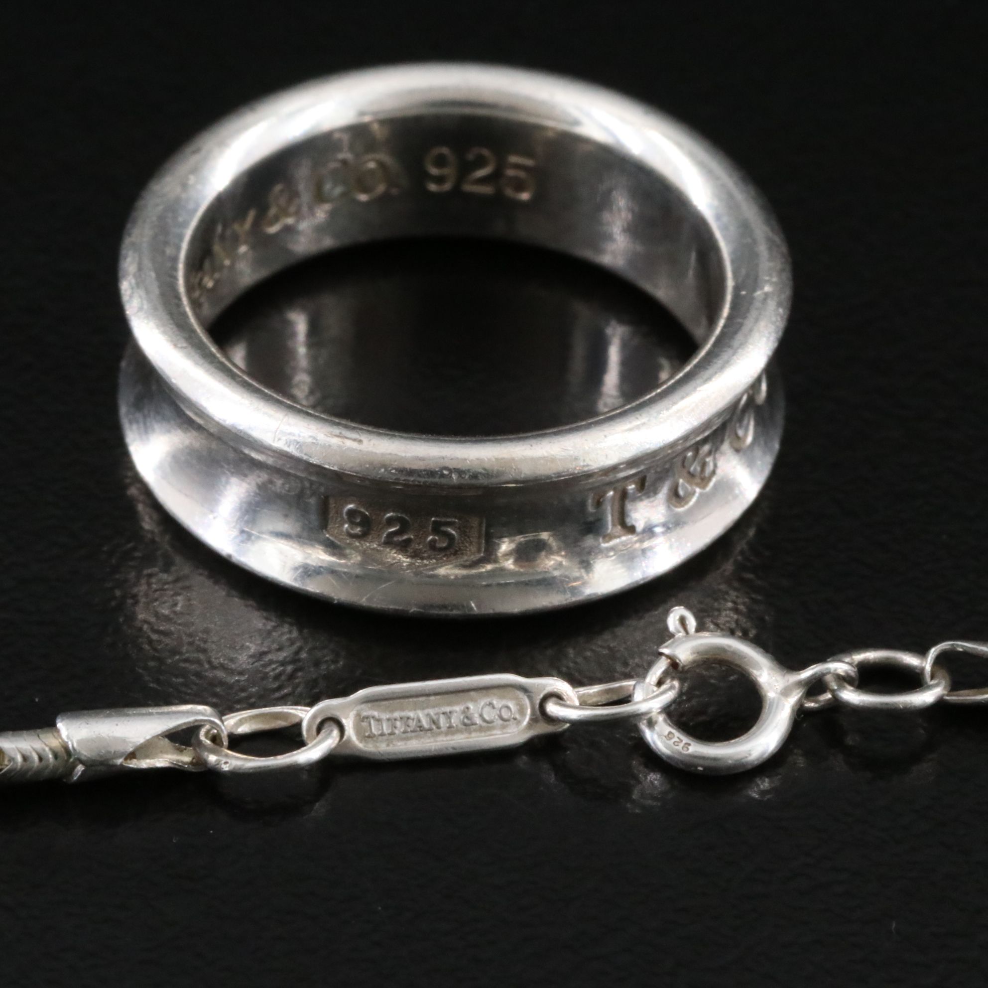 Tiffany & Co. Atlas Sterling Ring and Necklace