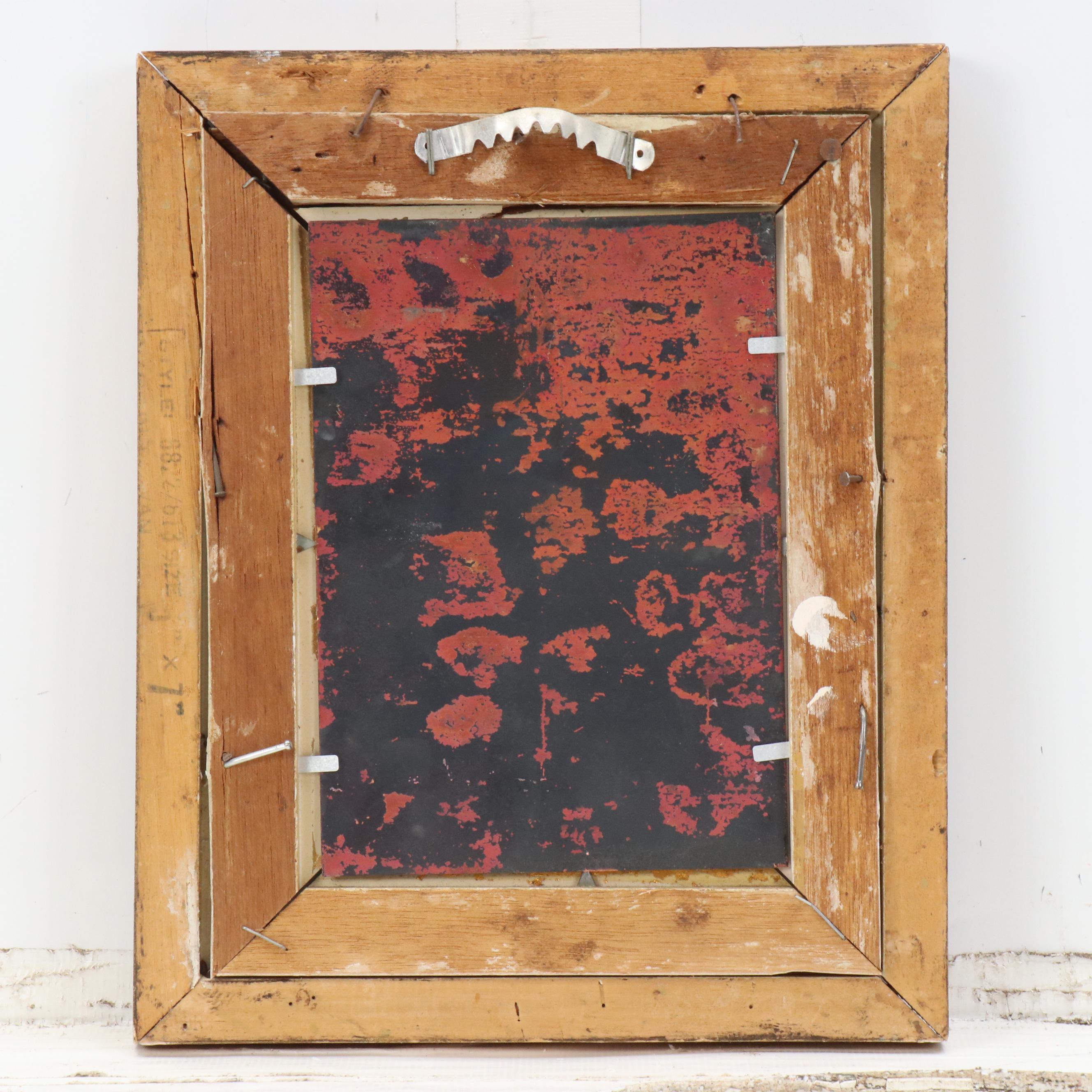 Fleming Enamel on Copper of Kneeling Girl with Flower in Landscape