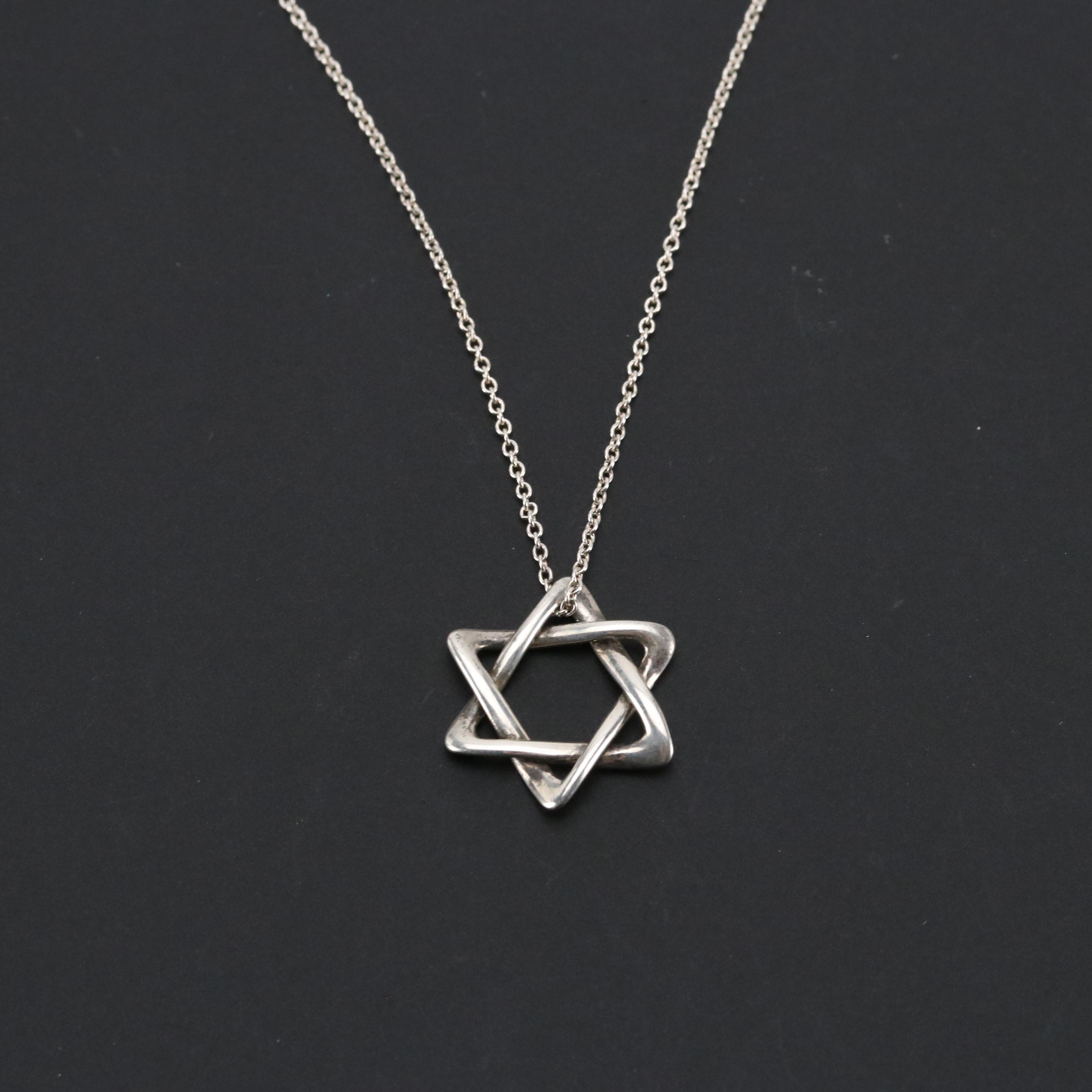 Elsa Peretti for Tiffany & Co. Sterling Star Of David Pendant Necklace With Box