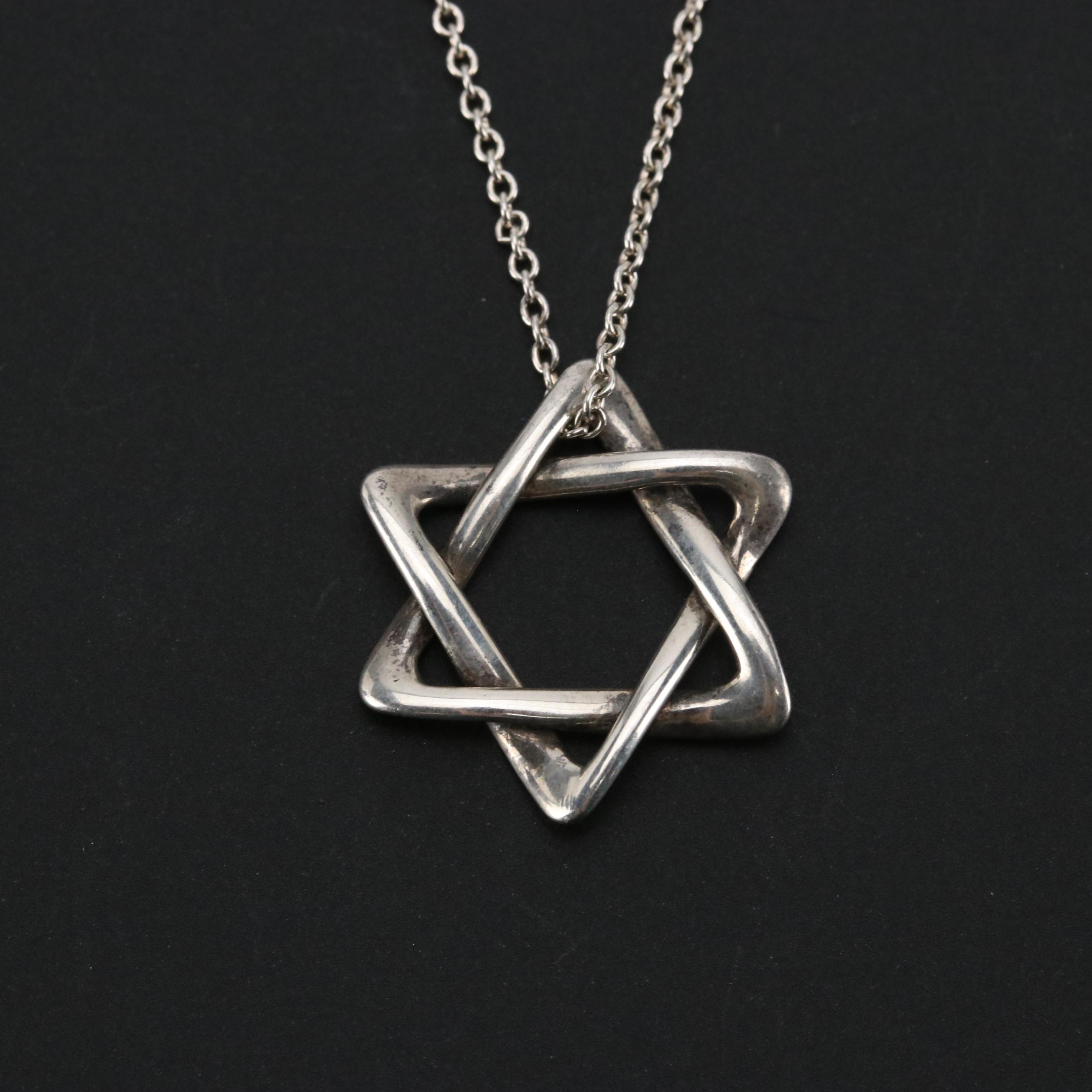 Elsa Peretti for Tiffany & Co. Sterling Star Of David Pendant Necklace With Box