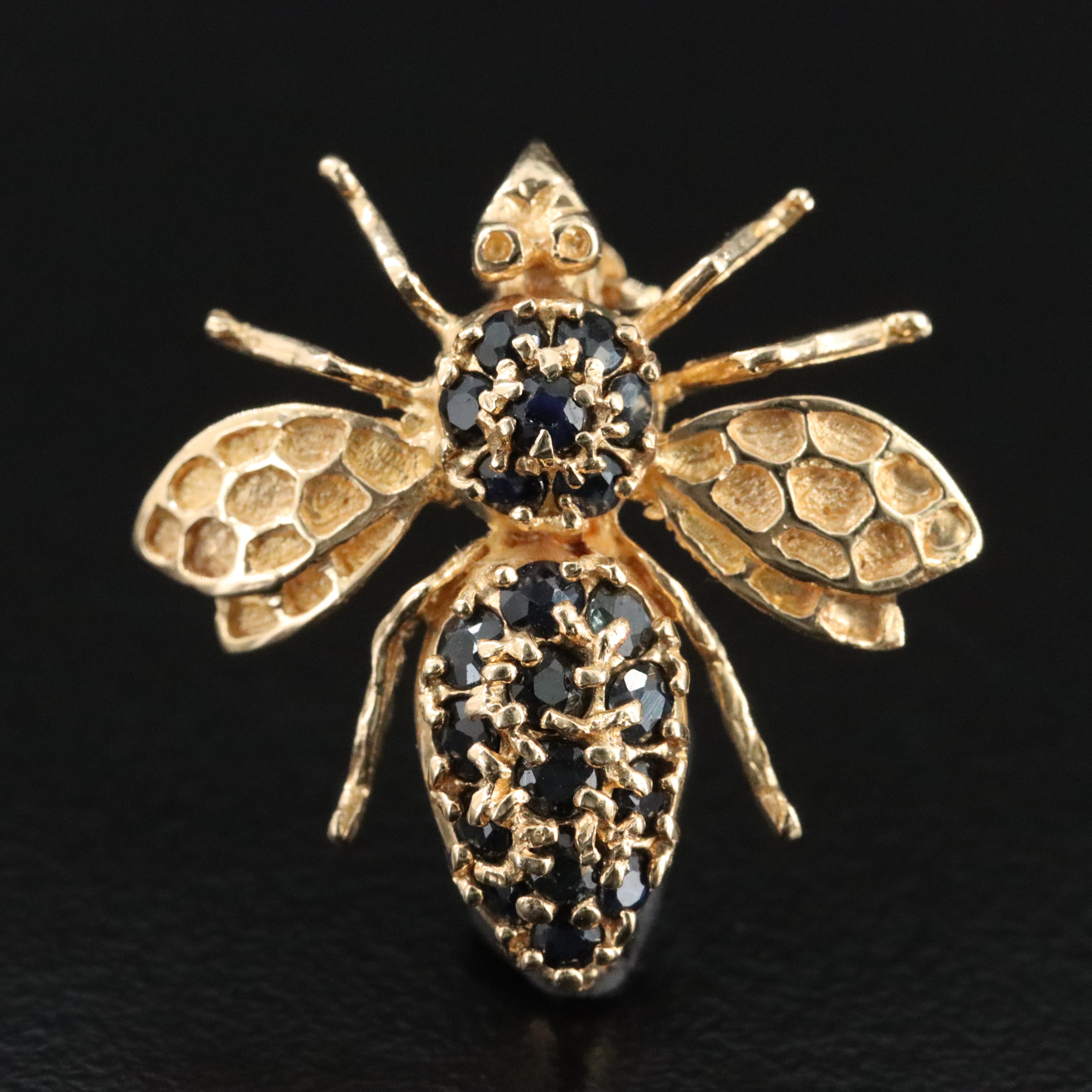 14K Sapphire Insect Converter Brooch