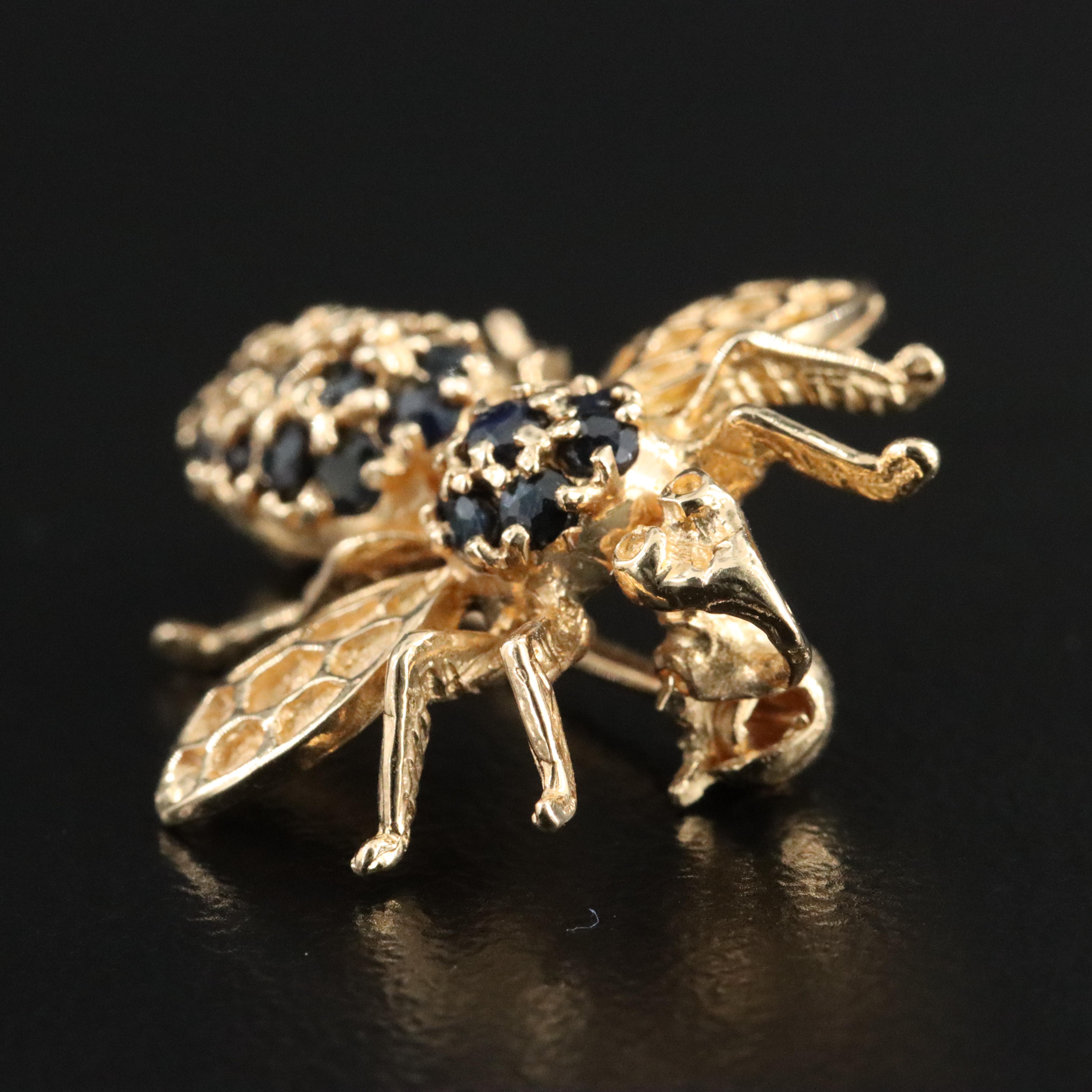 14K Sapphire Insect Converter Brooch