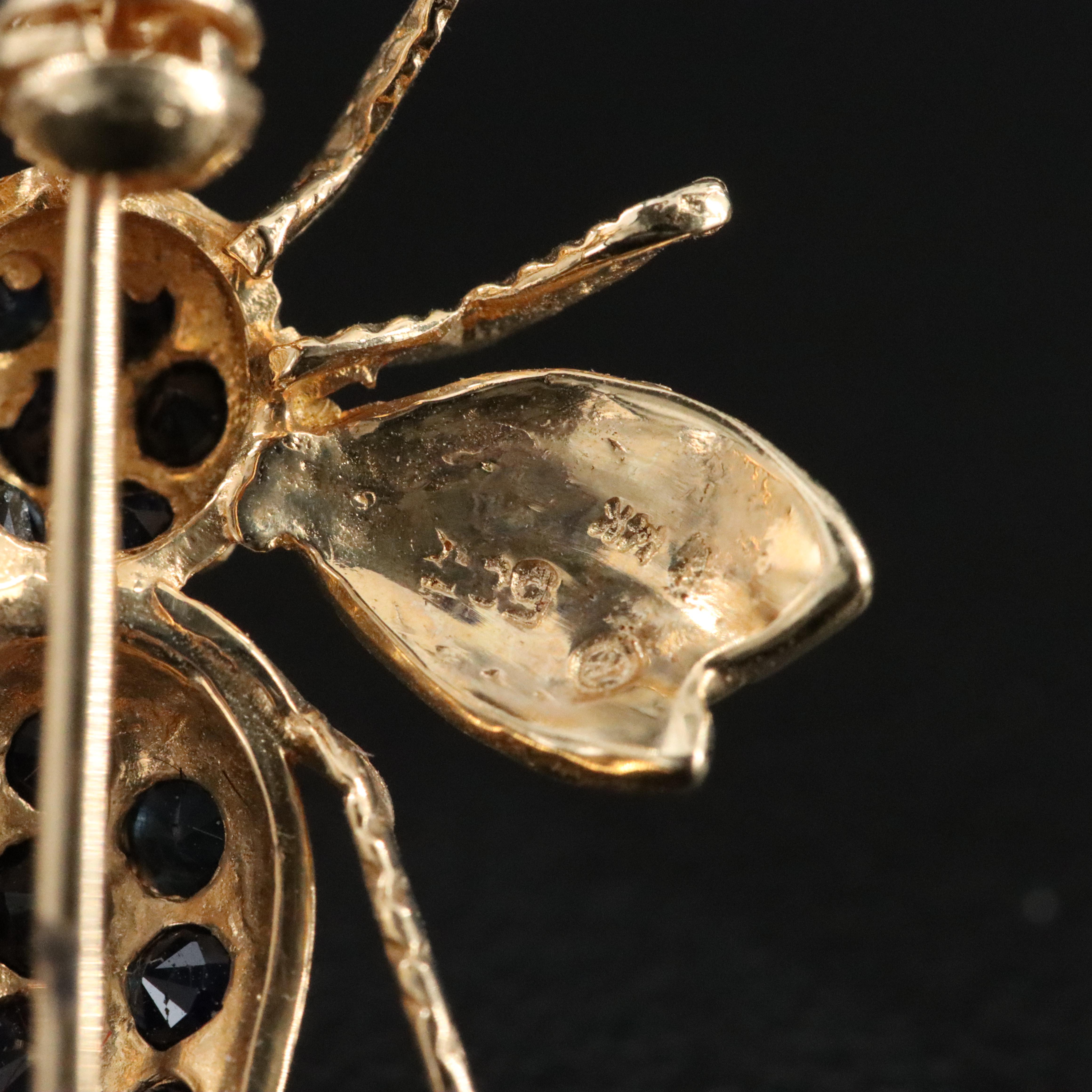 14K Sapphire Insect Converter Brooch