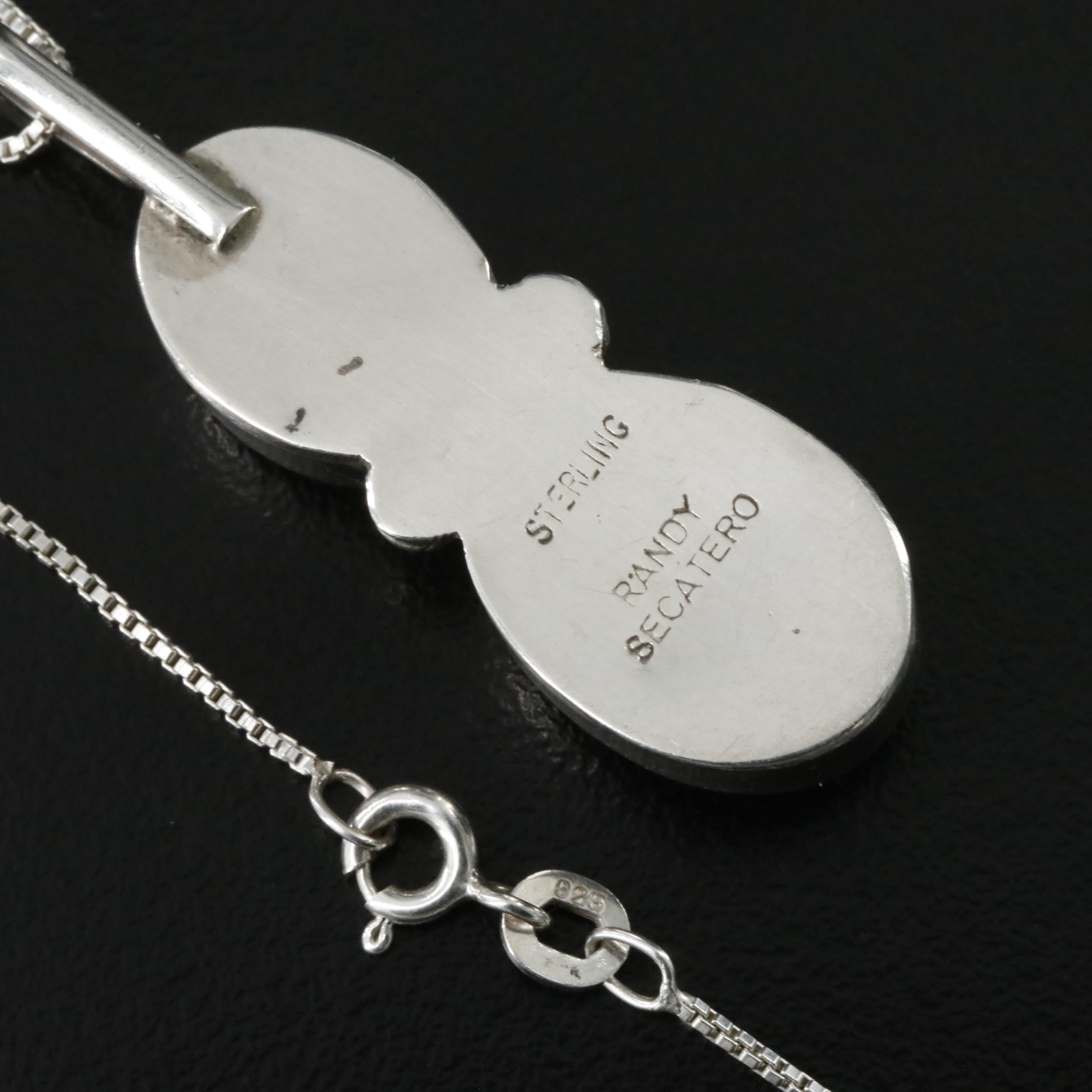 Randy Secatero Navajo Diné Sterling Turquoise and Black Onyx Pendant Necklace