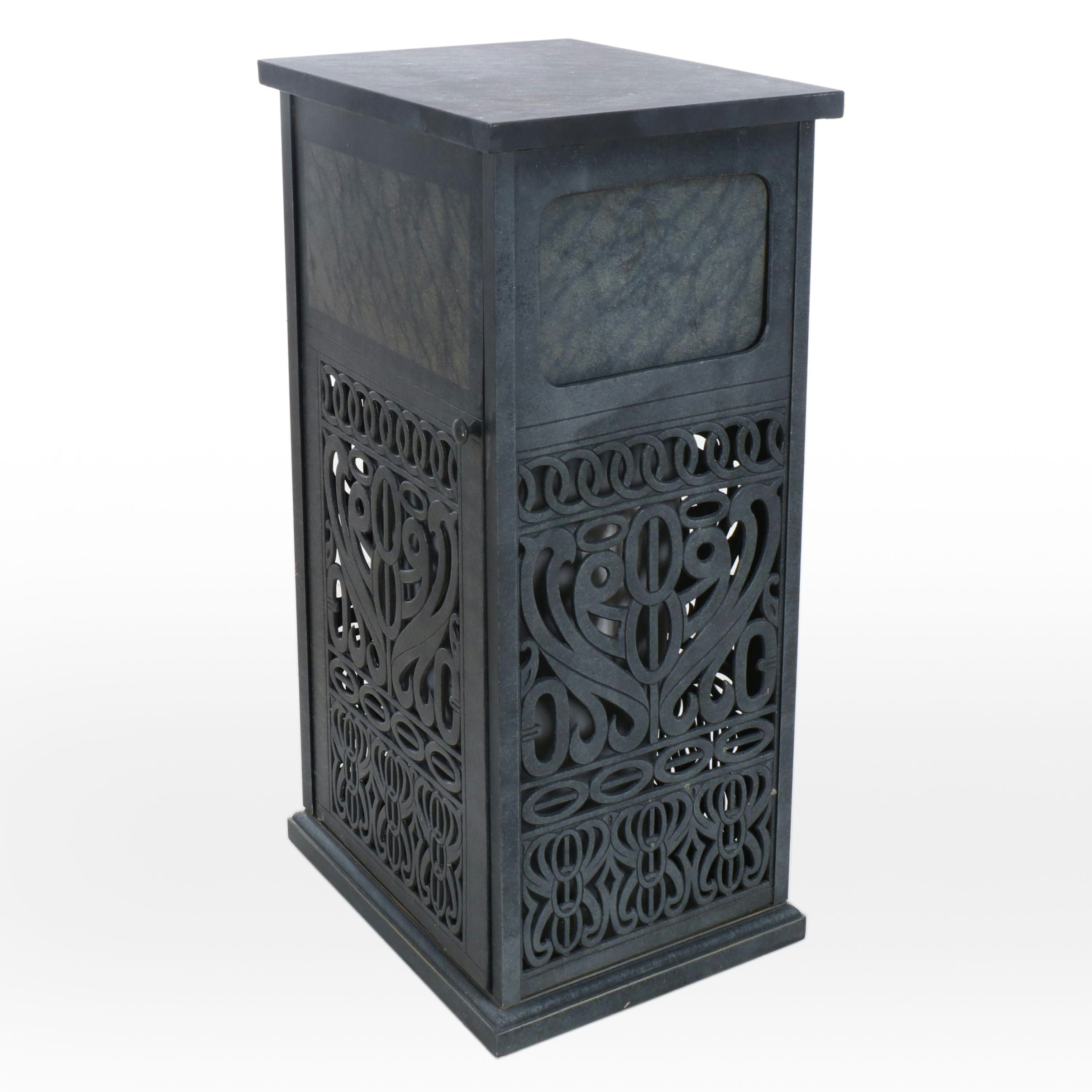 Cast Metal Decorative Covered Outdoor Trash Can