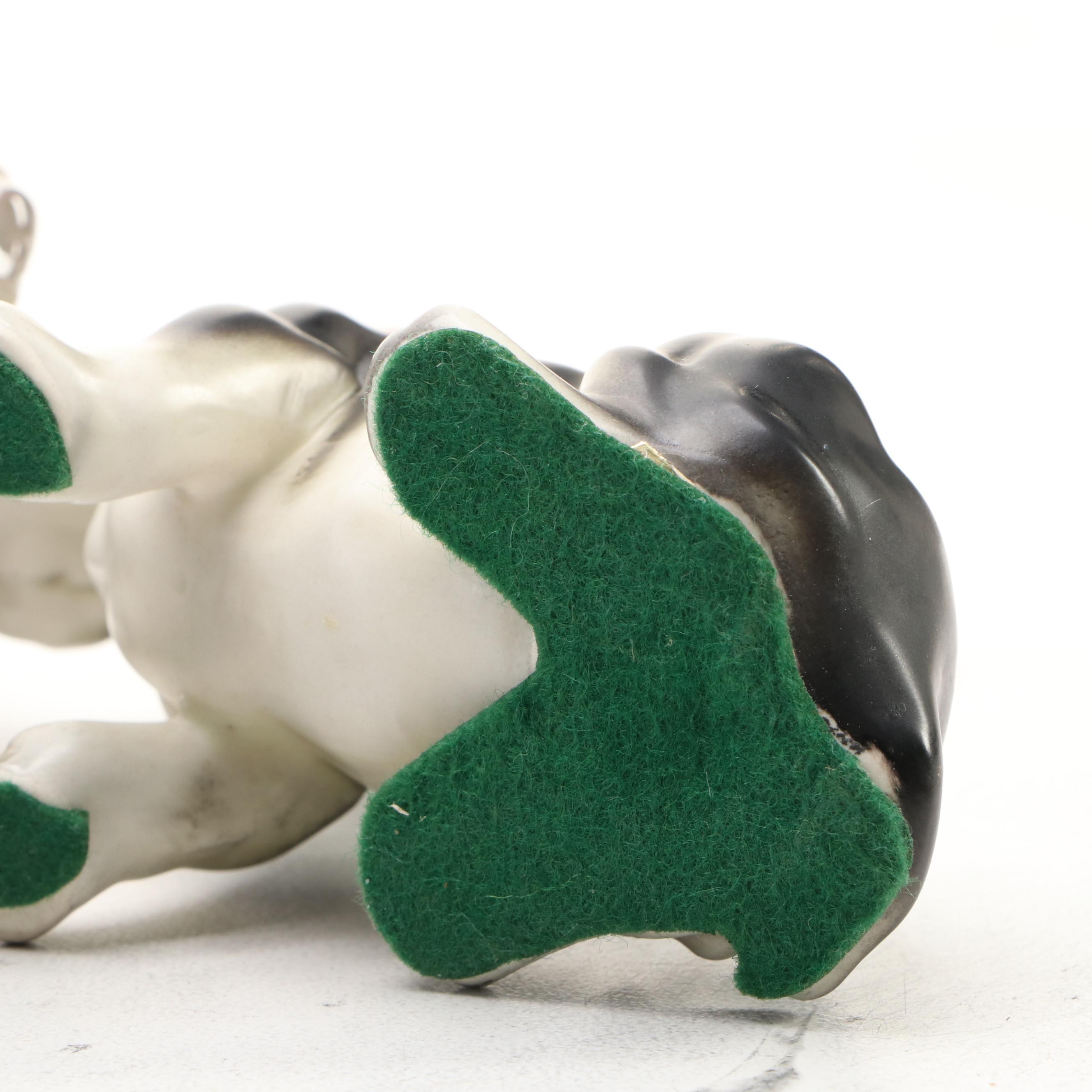 Schnauzer Dog Ceramic Bookends and Figurines, 20th C.