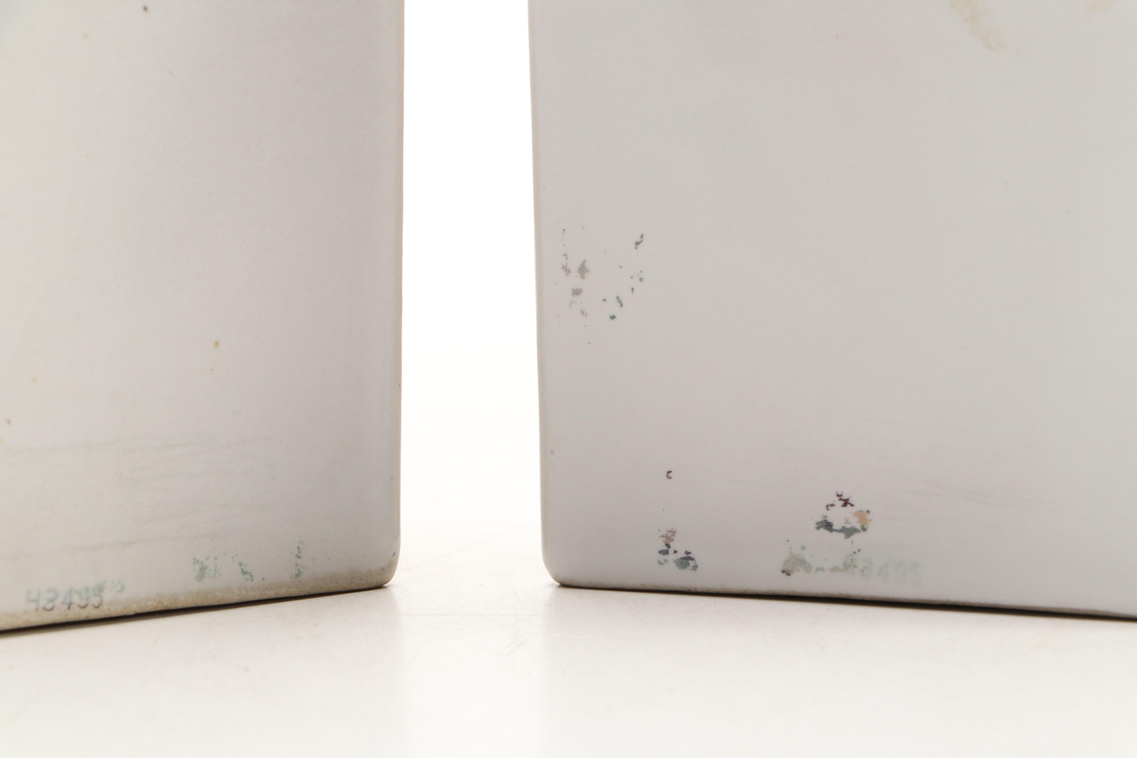 Schnauzer Dog Ceramic Bookends and Figurines, 20th C.